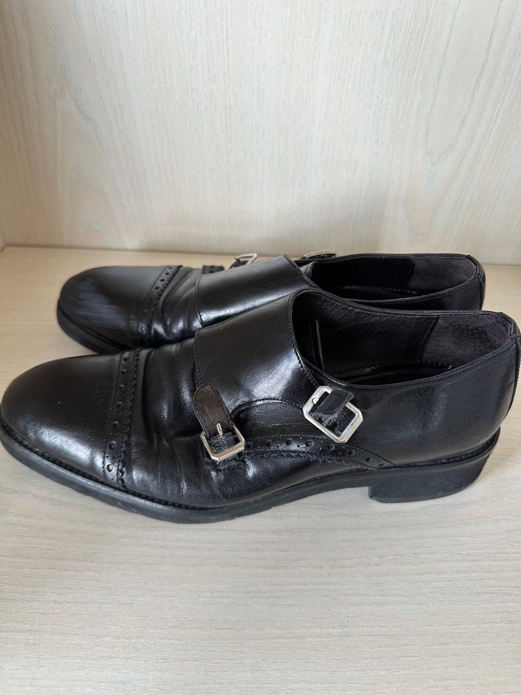 Luis Gonzalo Double-Monk Strap Leather Shoes Black EU 37 – Good Condition