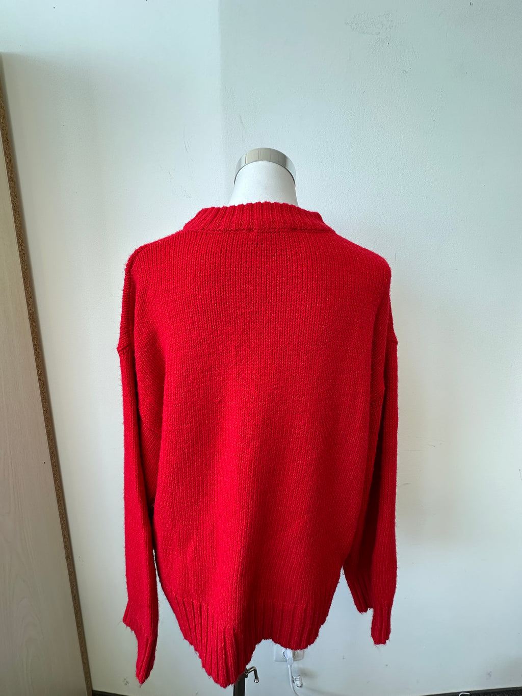 NA-KD Oversized Knit Sweater Red Large Very Good Condition
