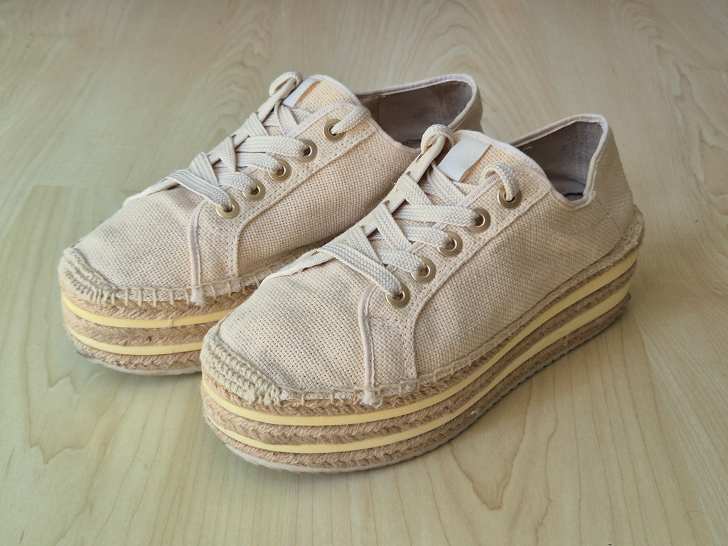 Stradivarius platform espadrille sneakers, EU 40, beige, normal use