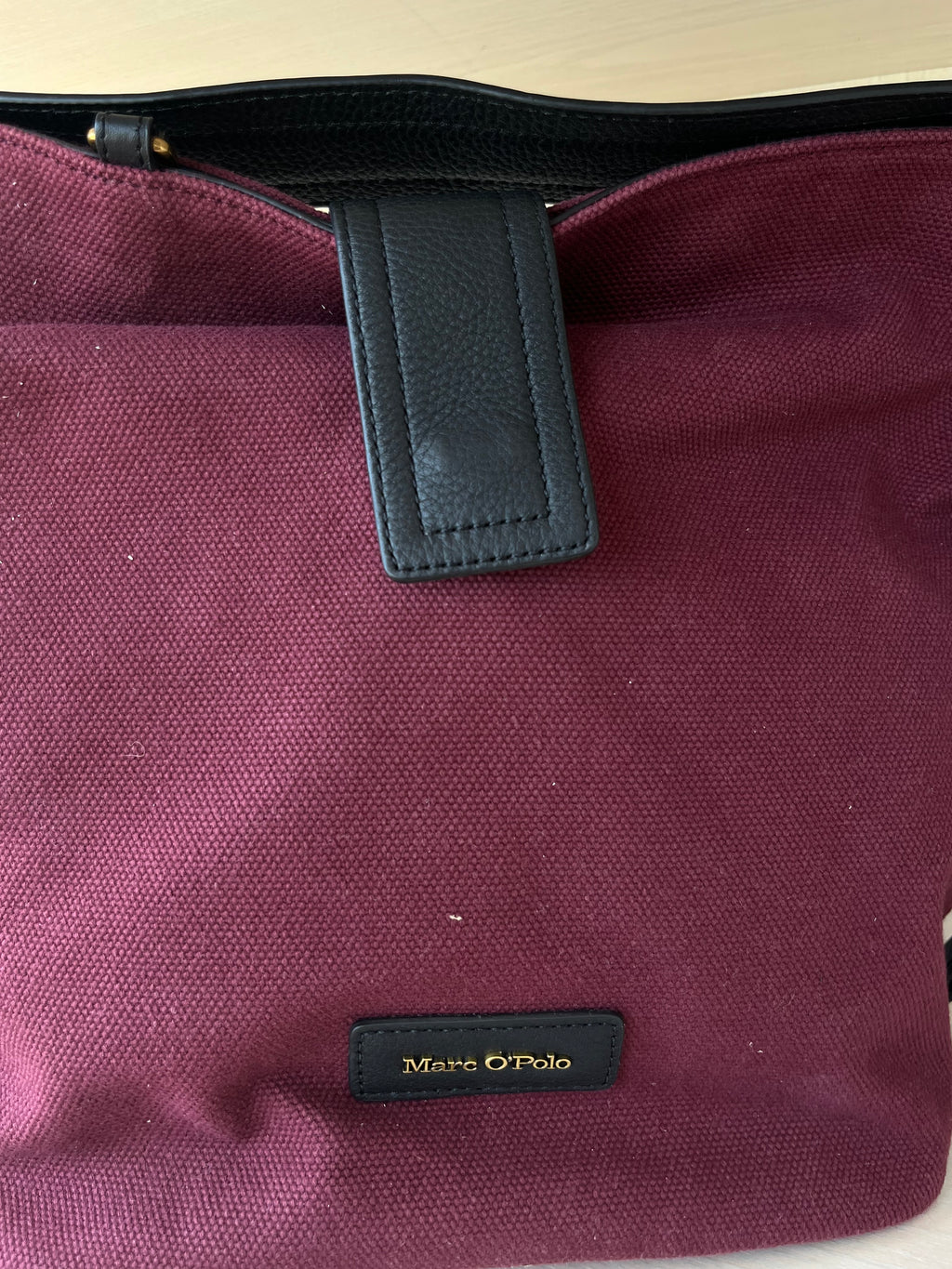 Marc O’Polo Schultertasche Canvas & Leder, bordeaux, Medium, sehr guter Zustand