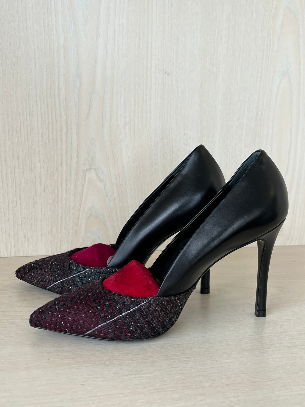 Navyboot Tweed & Leder Pumps 38 Schwarz/Rot | Sehr guter Zustand