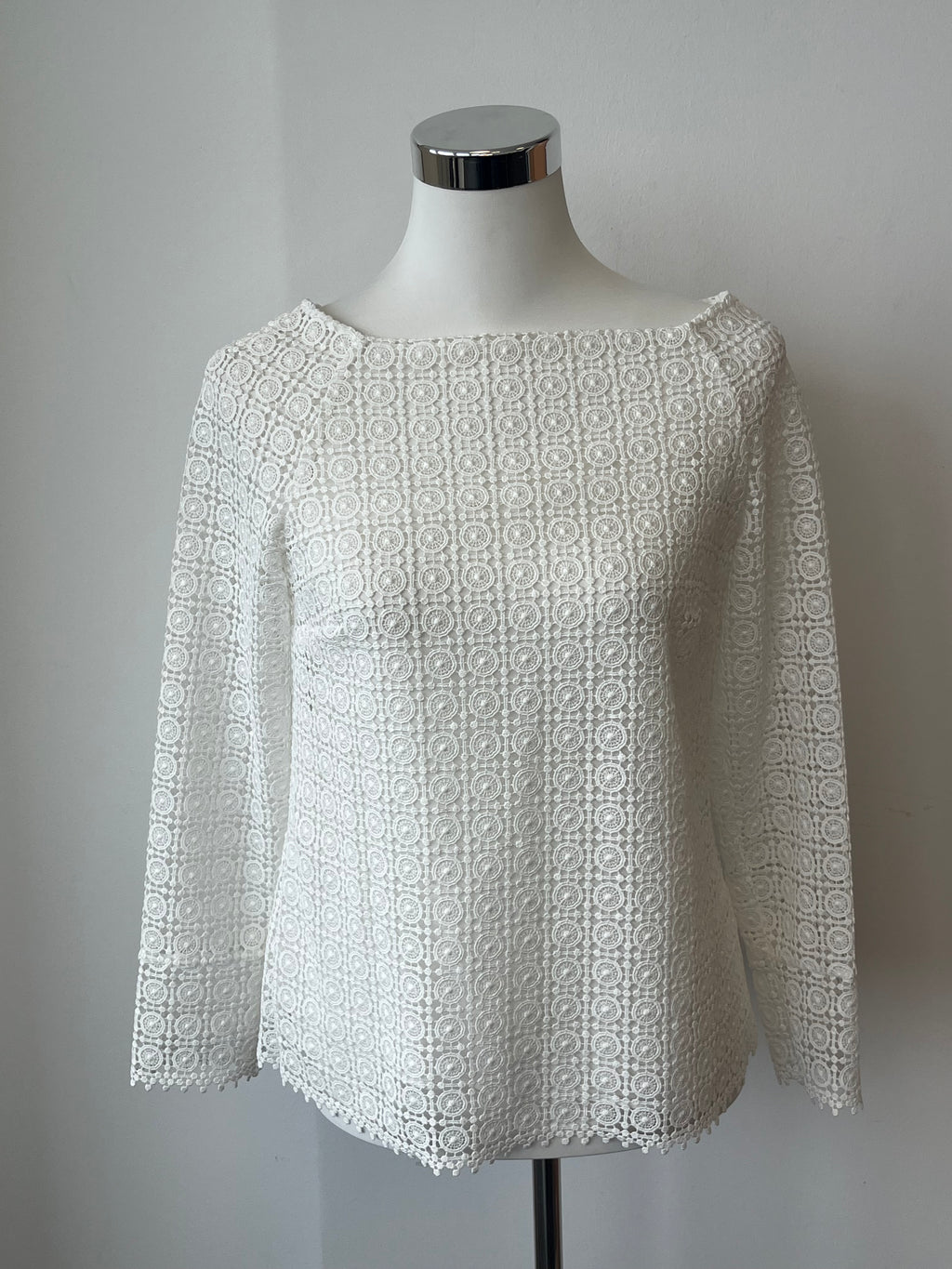 Massimo Dutti Guipure Lace Blouse | EU 36 | Ivory | Geometric | Very Good