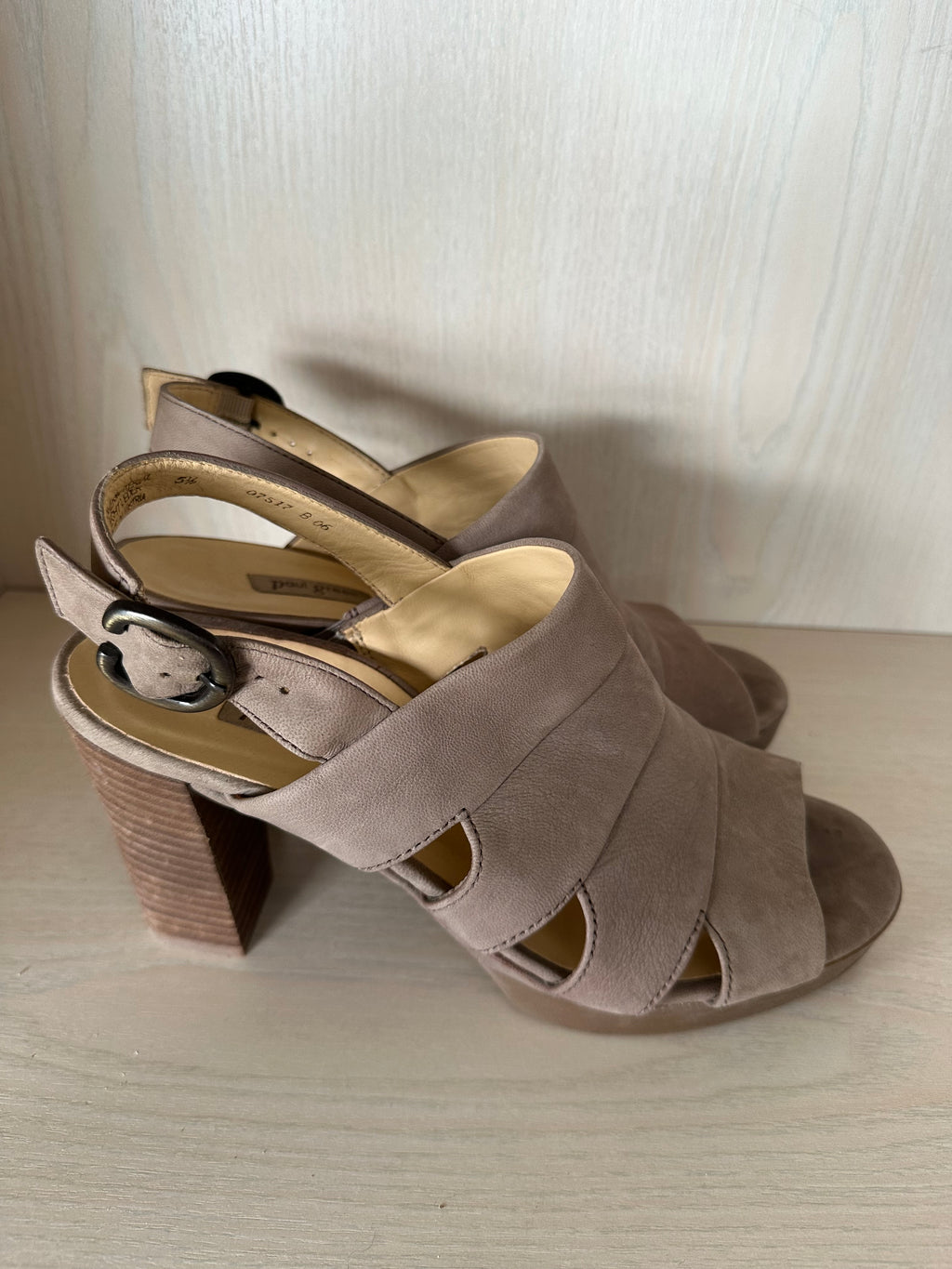 Paul Green “Reba” Leather Slingback Sandals, Beige, Size 5.5 UK, Good Condition