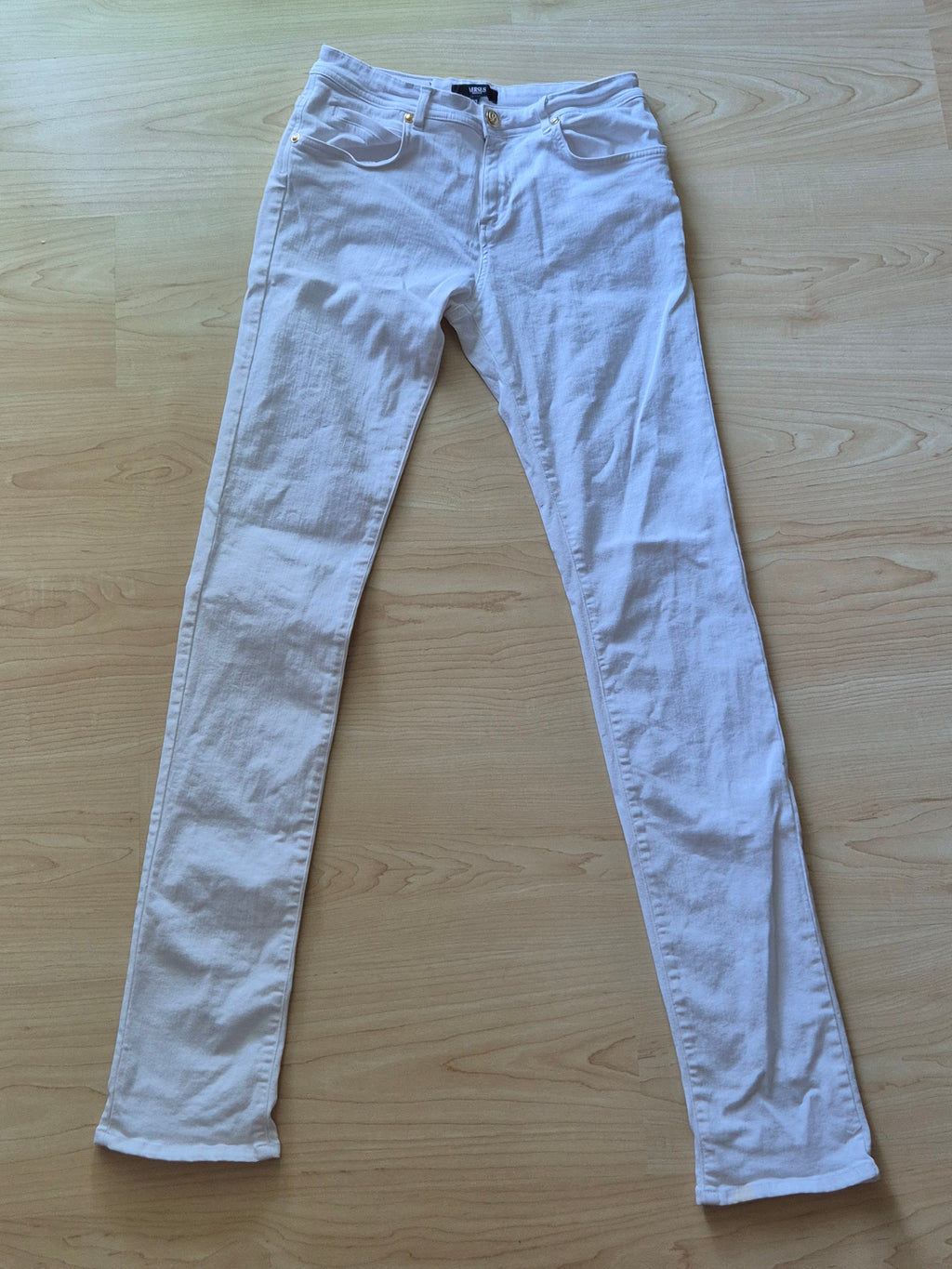 Versus Versace White Skinny Jeans W30 Gold Lion Buttons – Normal Use