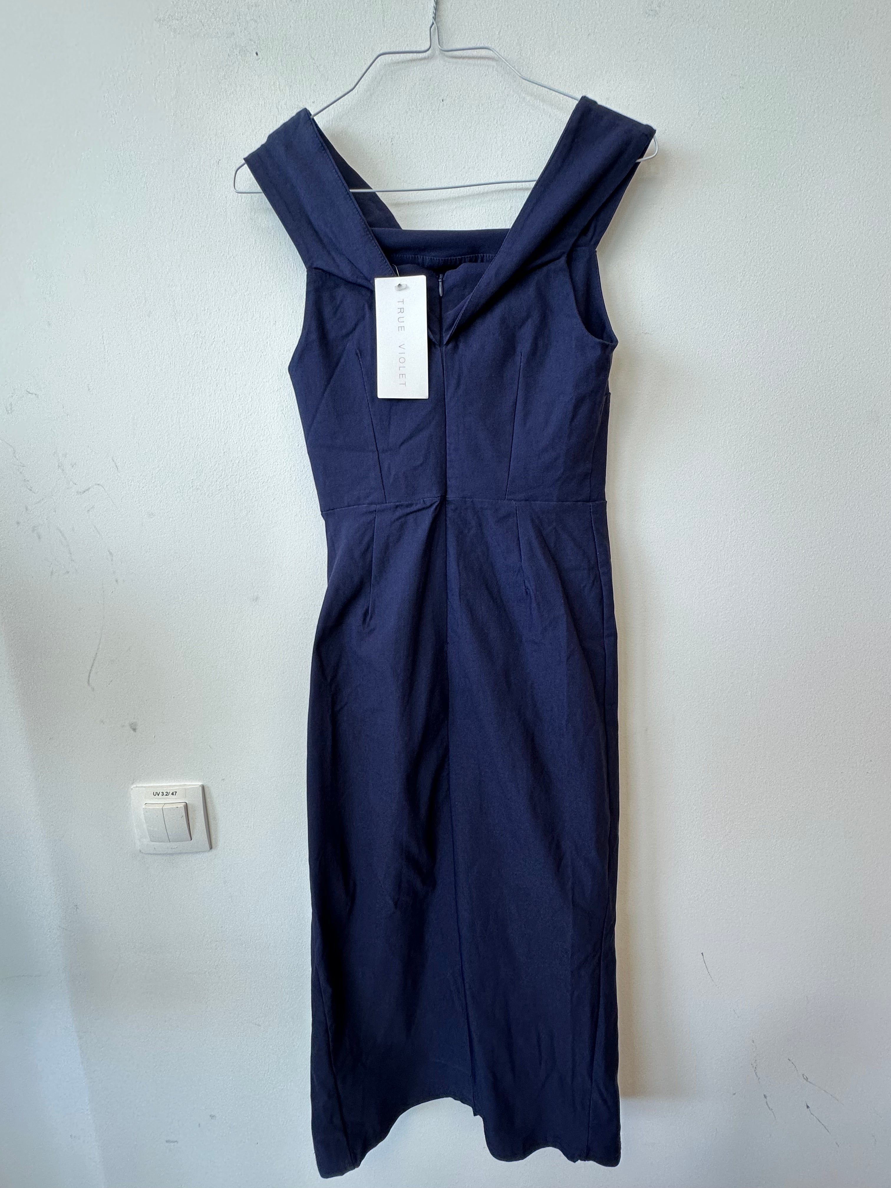 NWT True Violet Navy Midi Dress, Size M