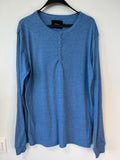 Samsøe Samsøe Men’s Long-Sleeve Henley, Blue, Size M, Very Good