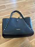 Carvela Black Studded Faux Leather Tote Bag, Medium, Detachable Strap, Used