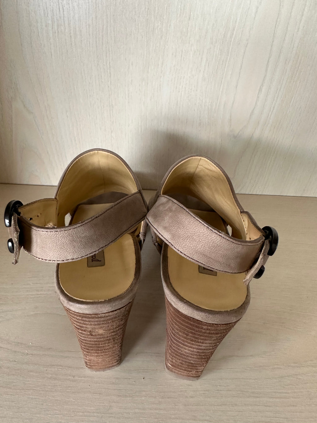 Paul Green “Reba” Leather Slingback Sandals, Beige, Size 5.5 UK, Good Condition