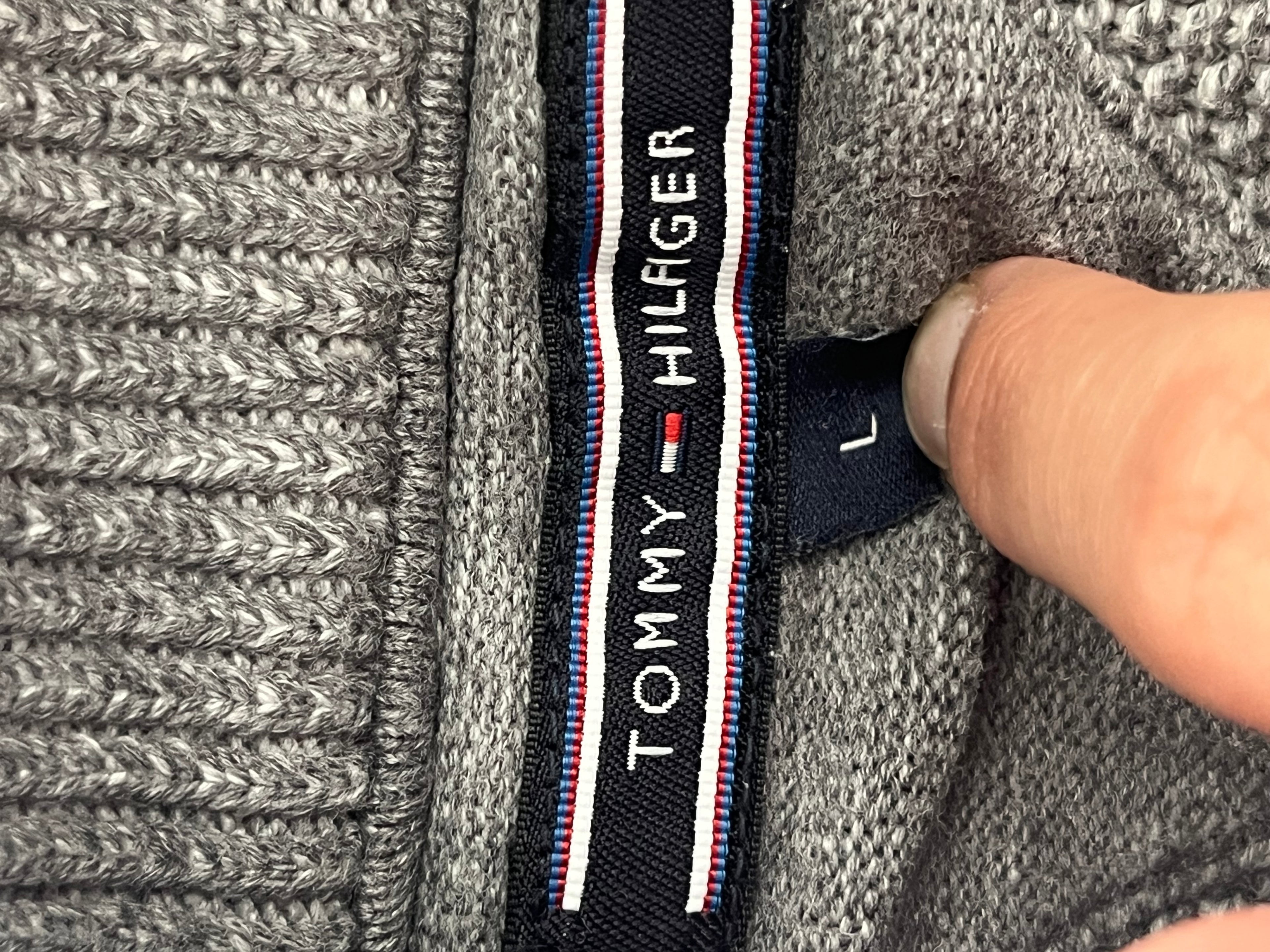 Tommy Hilfiger Half-Zip Pullover – Grau, Gr. M, Baumwolle/Kaschmir, Wie Neu