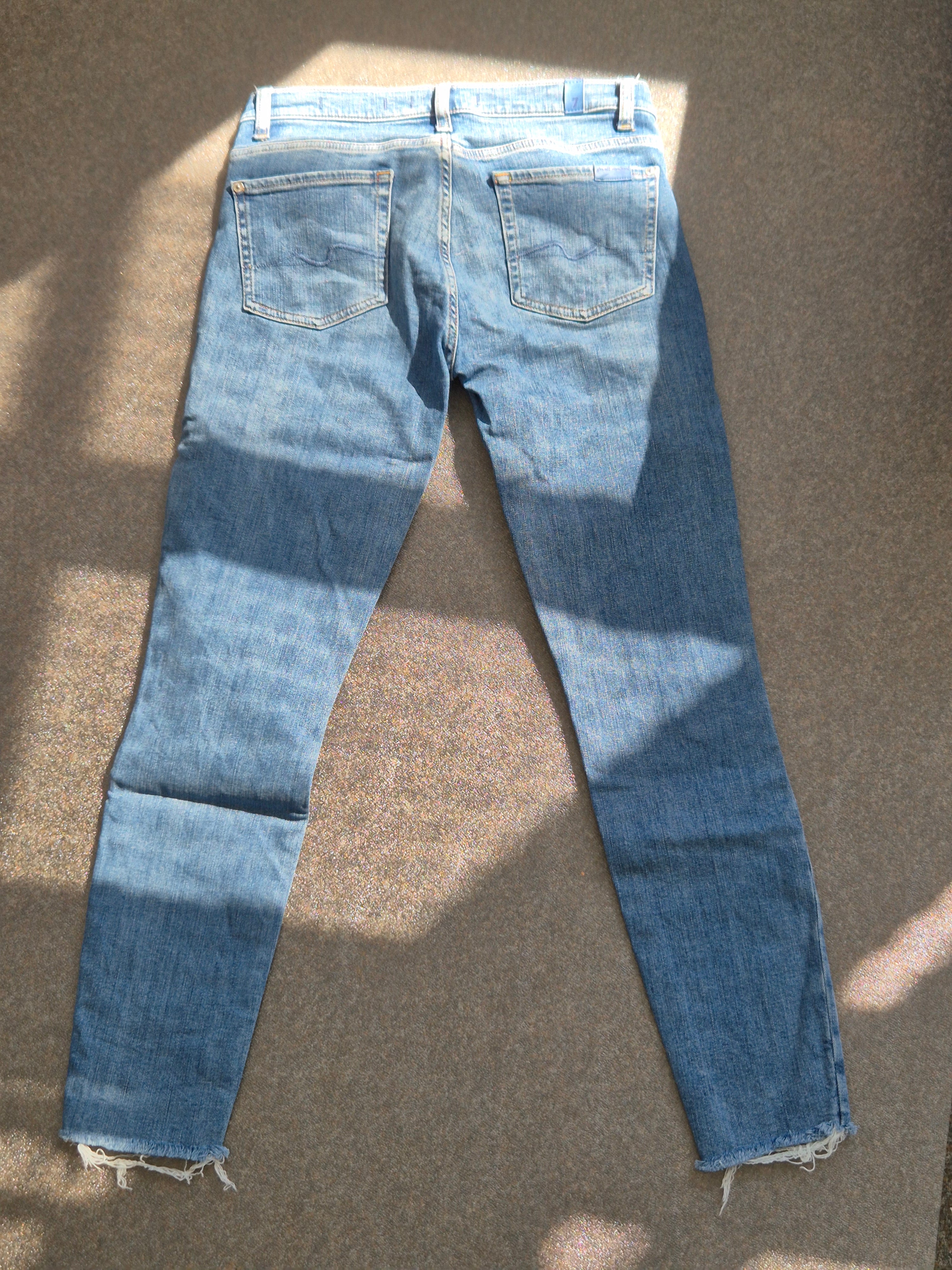7 For All Mankind Skinny High-Waist Jeans, Gr. 29, Raw Hem, Denimblau, Gut