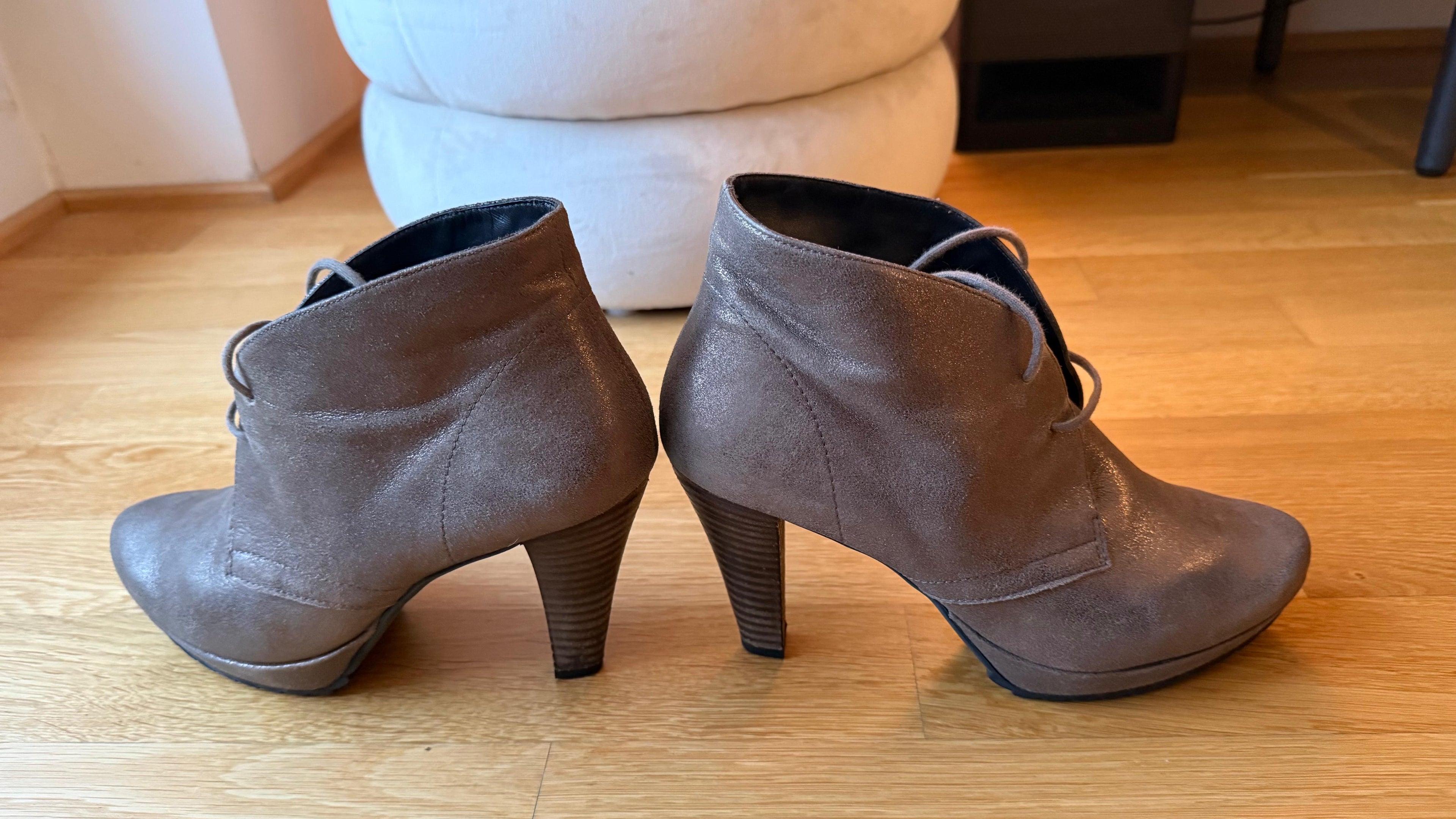 Paul Green Metallic Leather Ankle Boots | Munich | EU 38 UK 5 | 9cm Heel | VG