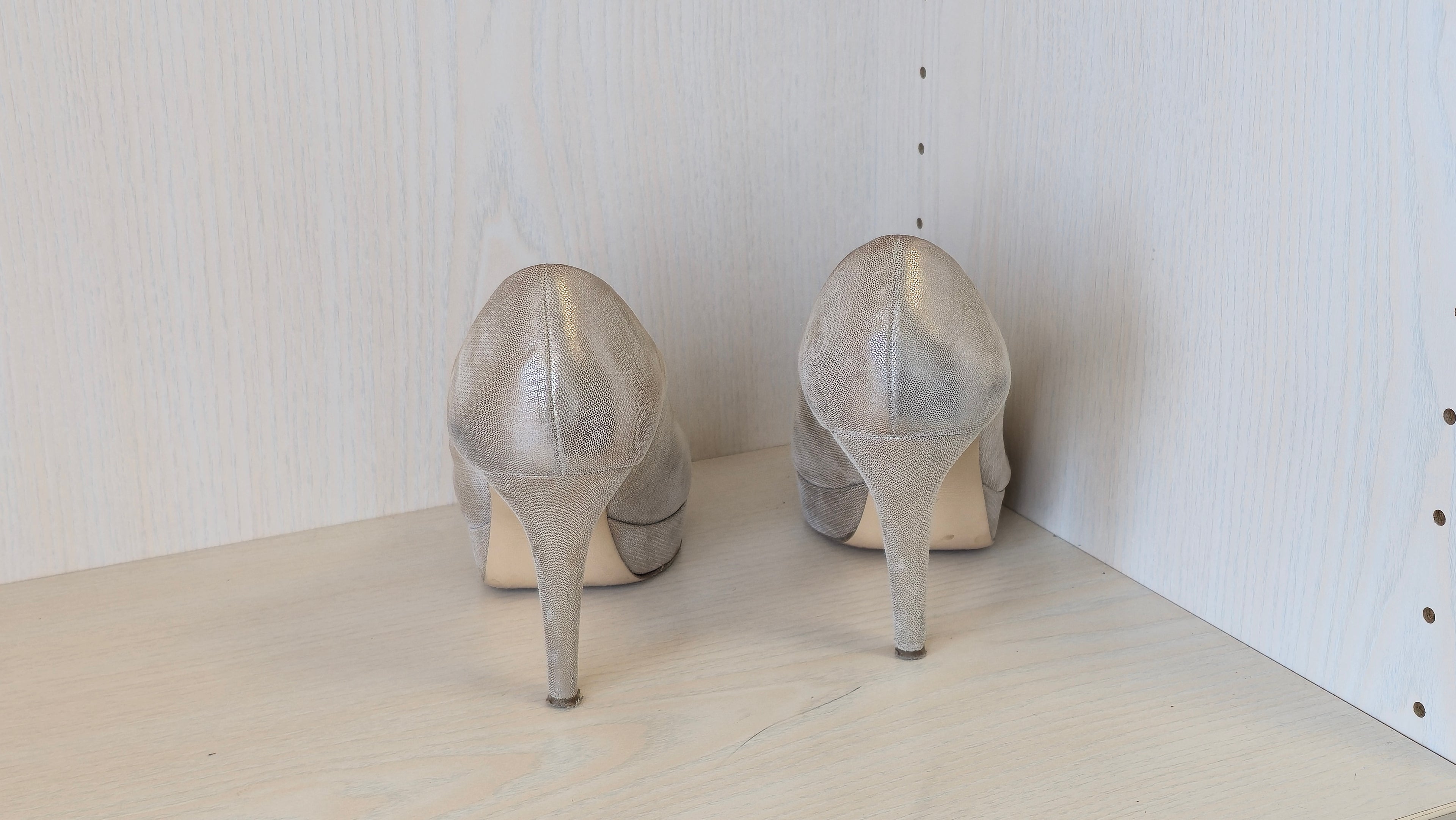 Högl Peep-Toe Plateau Pumps, Beige Leder, EU 38, mit Originalkarton