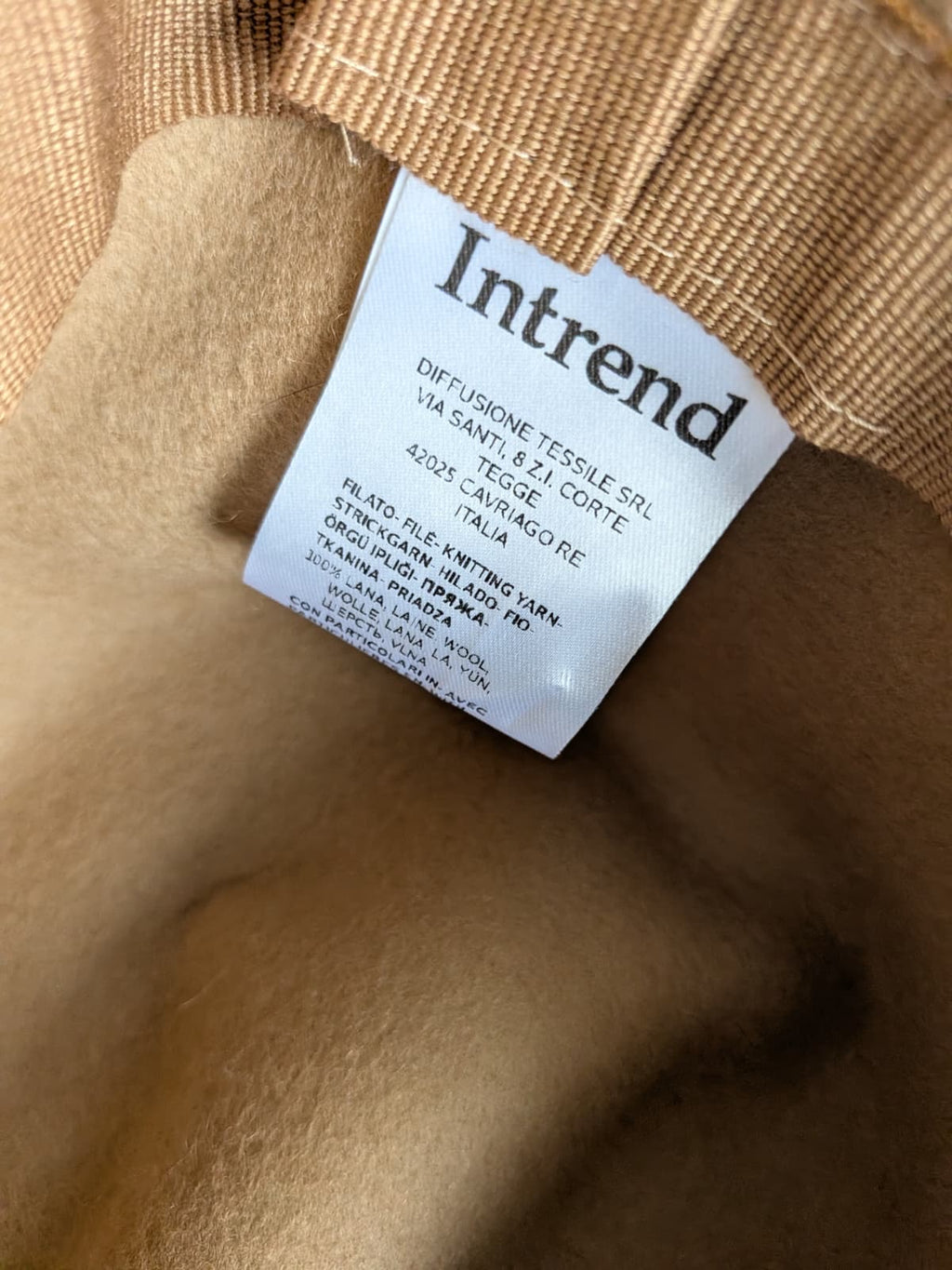 Intrend Woll-Fedora M, Camel mit Leopardenband, sehr guter Zustand