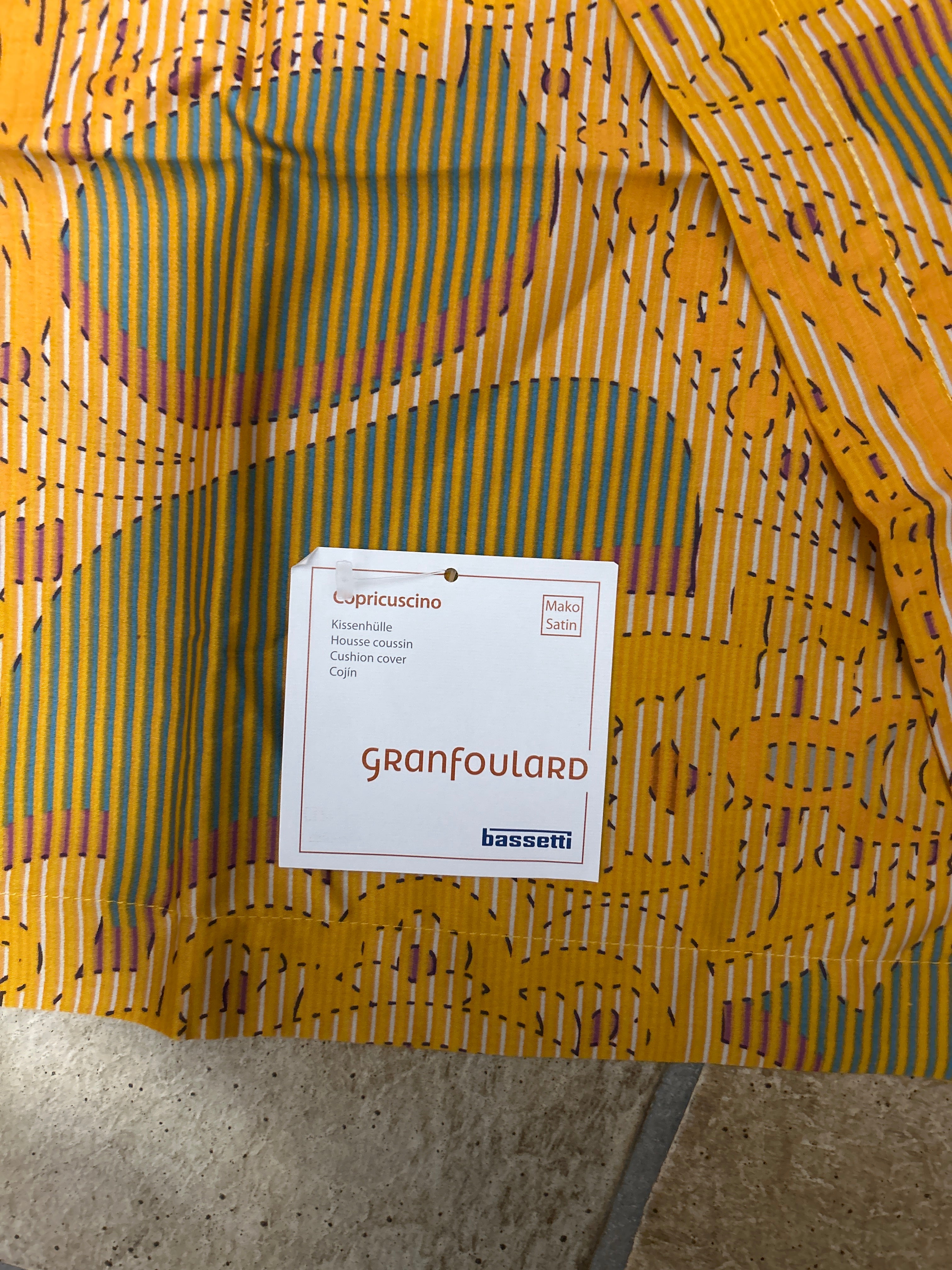 2x Bassetti Granfoulard Kissenhüllen 45x45 cm Gelb-Multicolor wie neu