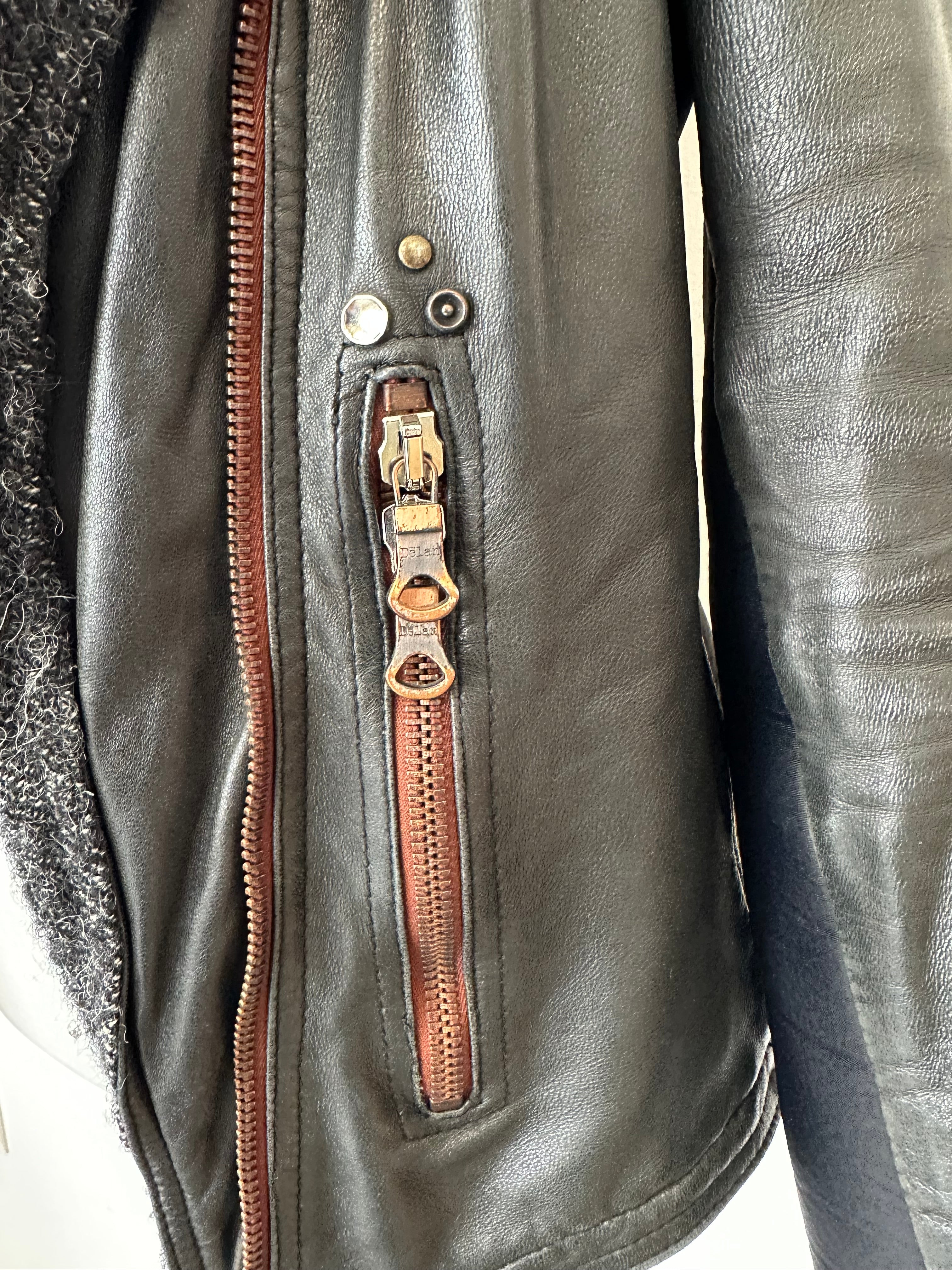 Dèlan 1974 Damen Bikerjacke Schwarz Leder IT 44 / DE 38 Sehr Gut