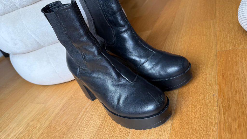 San Marina Chelsea Stiefeletten | Leder | Schwarz | Blockabsatz | Gr. 39 | Guter Zustand