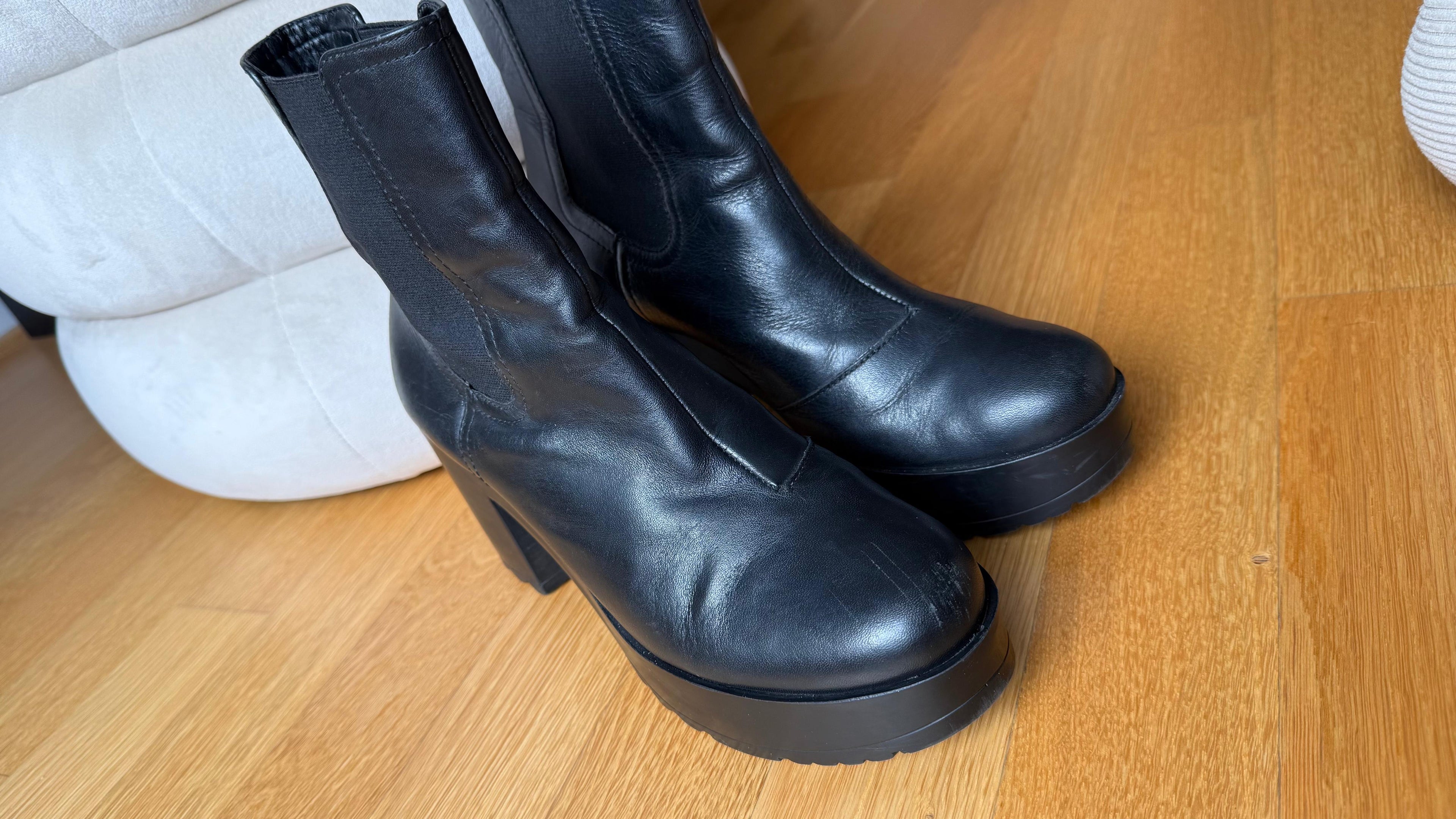 San Marina Chelsea Stiefeletten | Leder | Schwarz | Blockabsatz | Gr. 39 | Guter Zustand
