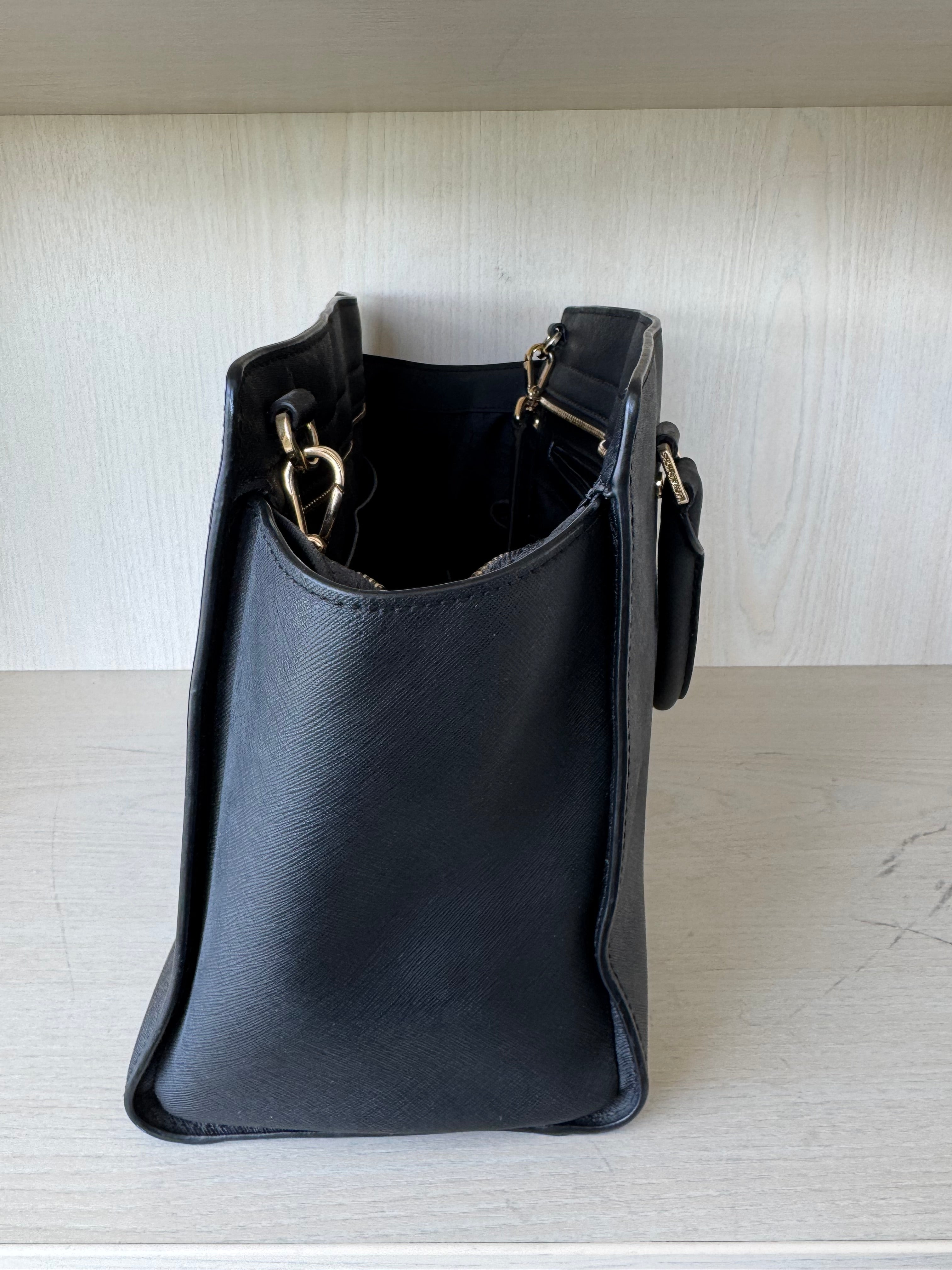 Michael Kors Selma Medium Satchel – Saffiano Leder, Schwarz, Gebraucht