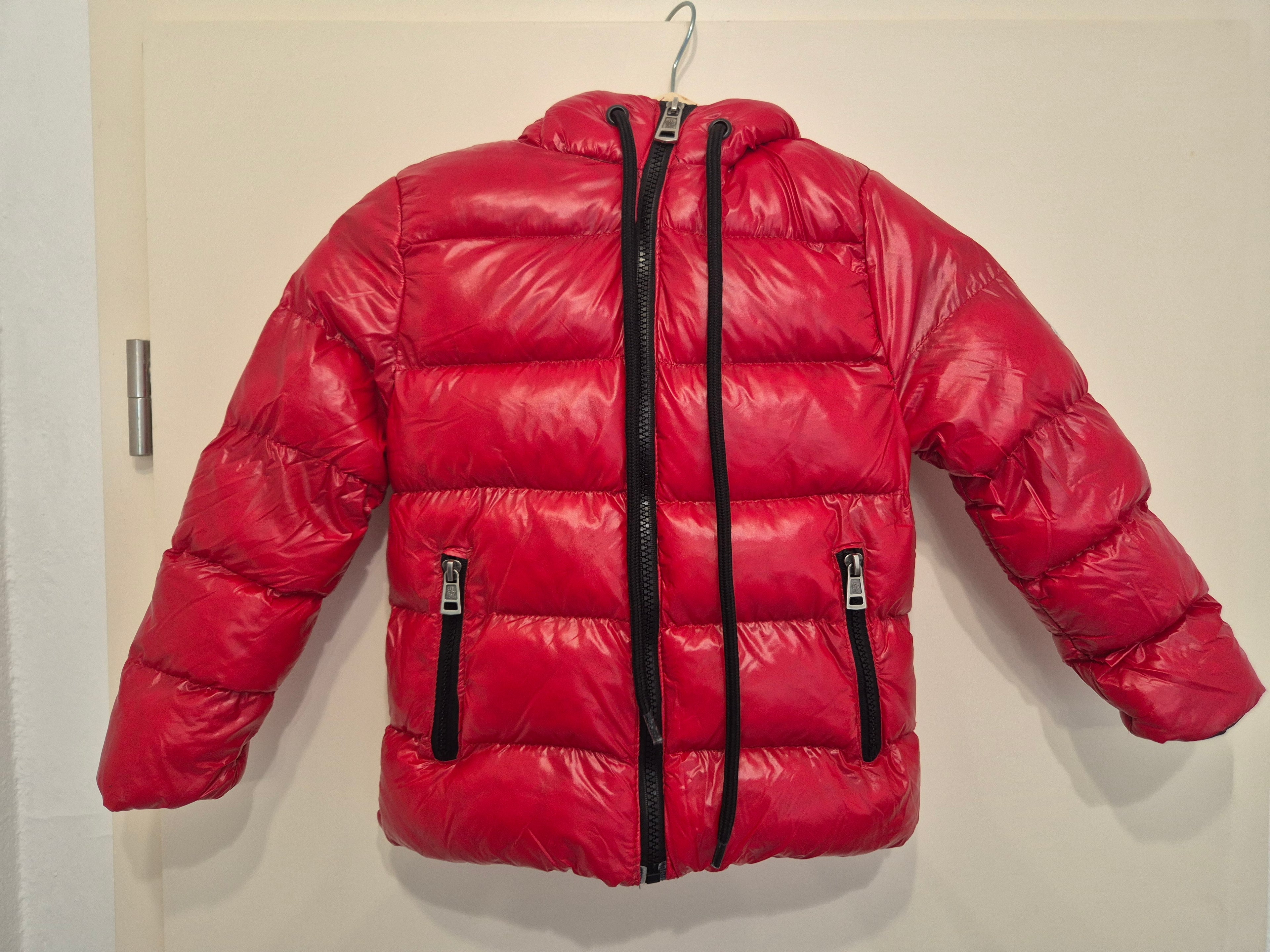 Moncler Grenoble Daunenjacke Kinder 2/3J Rot – großes Rückenlogo, guter Zustand