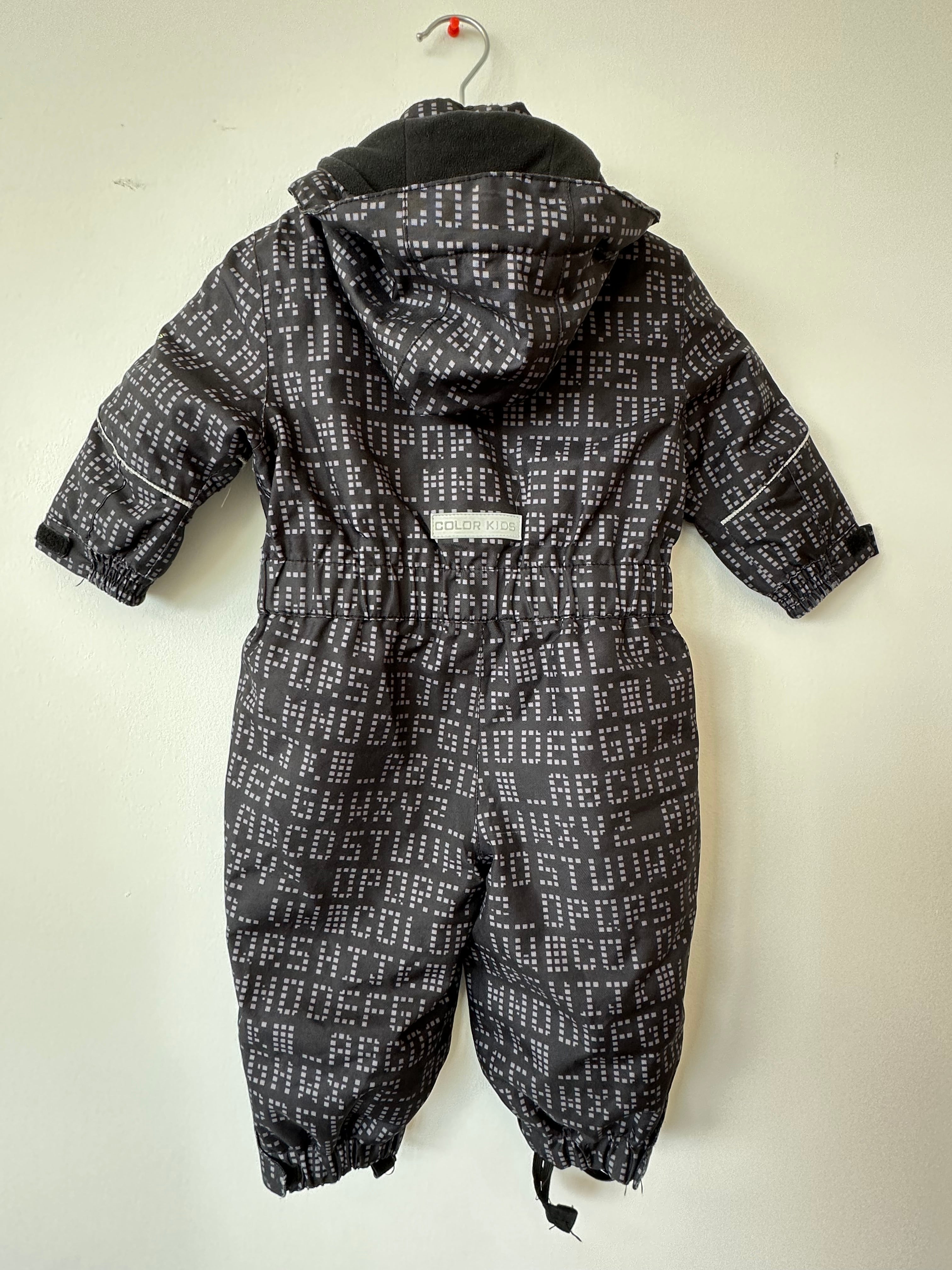 Color Kids Schneeanzug – 86/92, Schwarz/Grau mit Neon, Guter Zustand