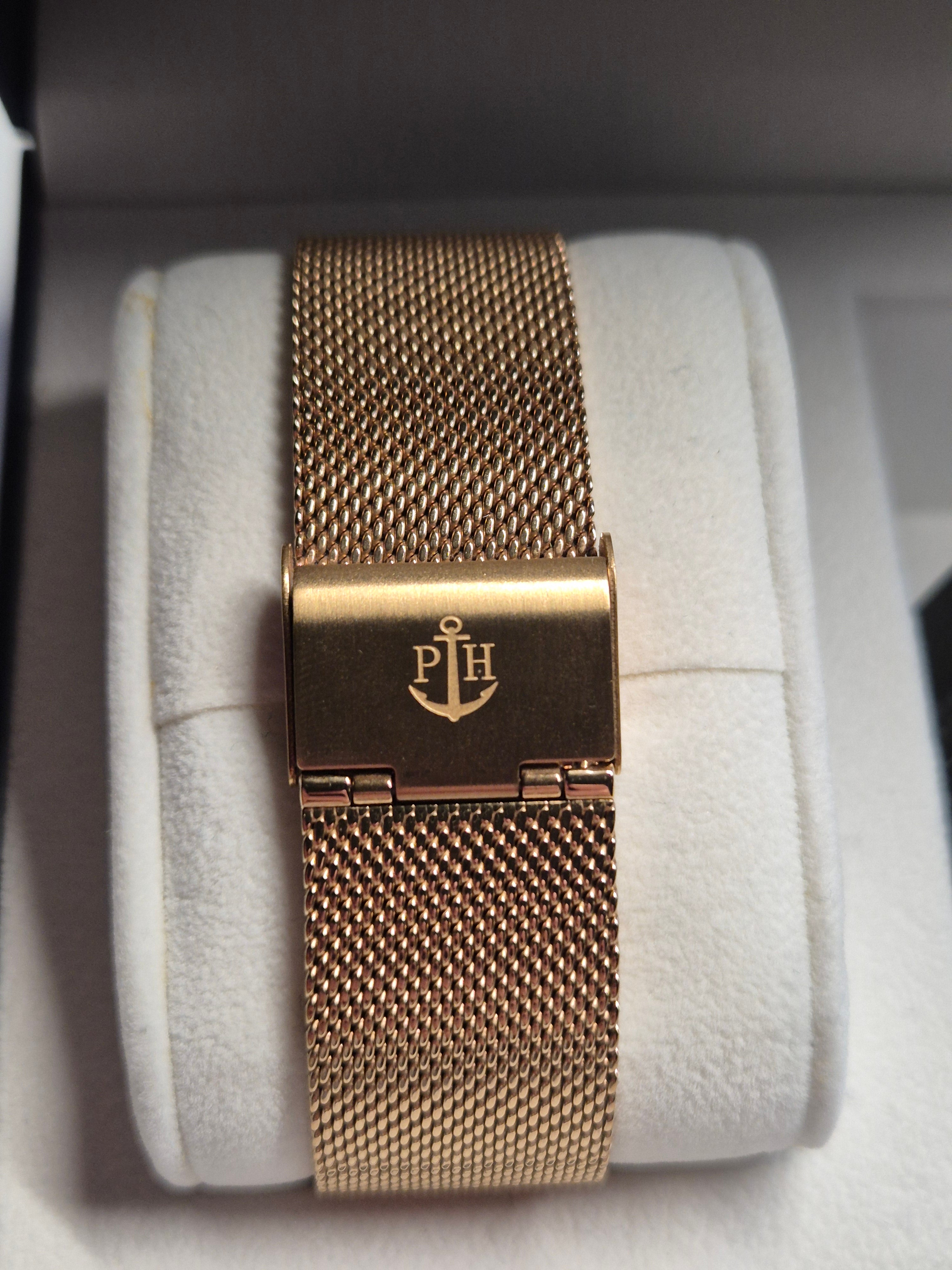 Paul Hewitt Sailor Line 39mm Rose Gold Watch + Anchor Bracelet, Like New