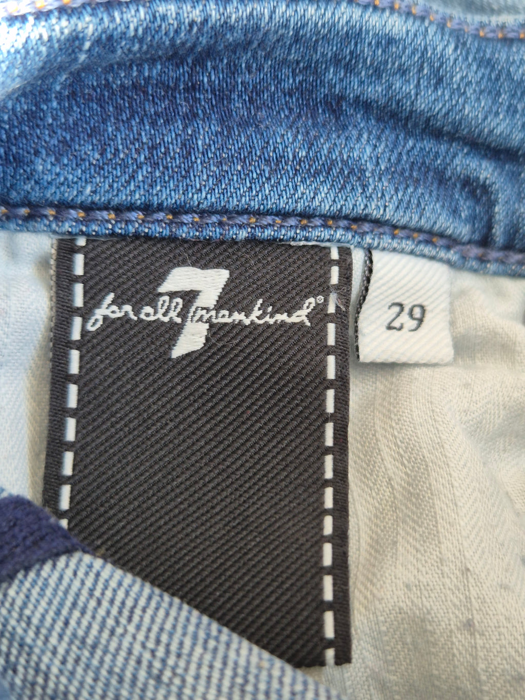 7 For All Mankind Skinny High-Waist Jeans, Gr. 29, Raw Hem, Denimblau, Gut
