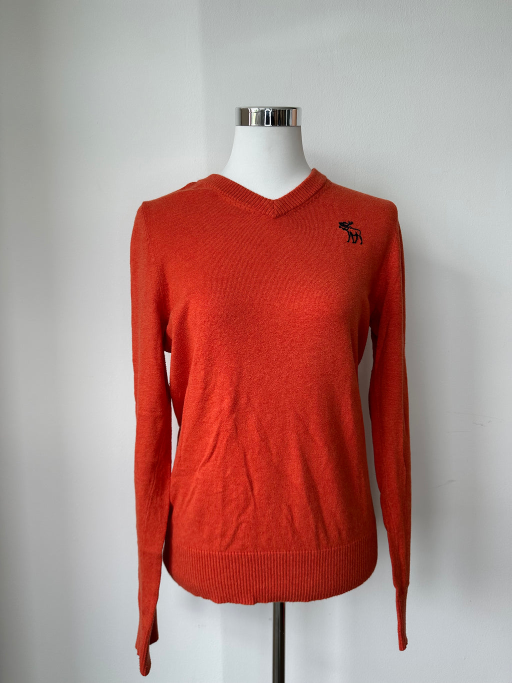 Abercrombie & Fitch V-Neck Muscle Fit Pullover M Orange Sehr Gut