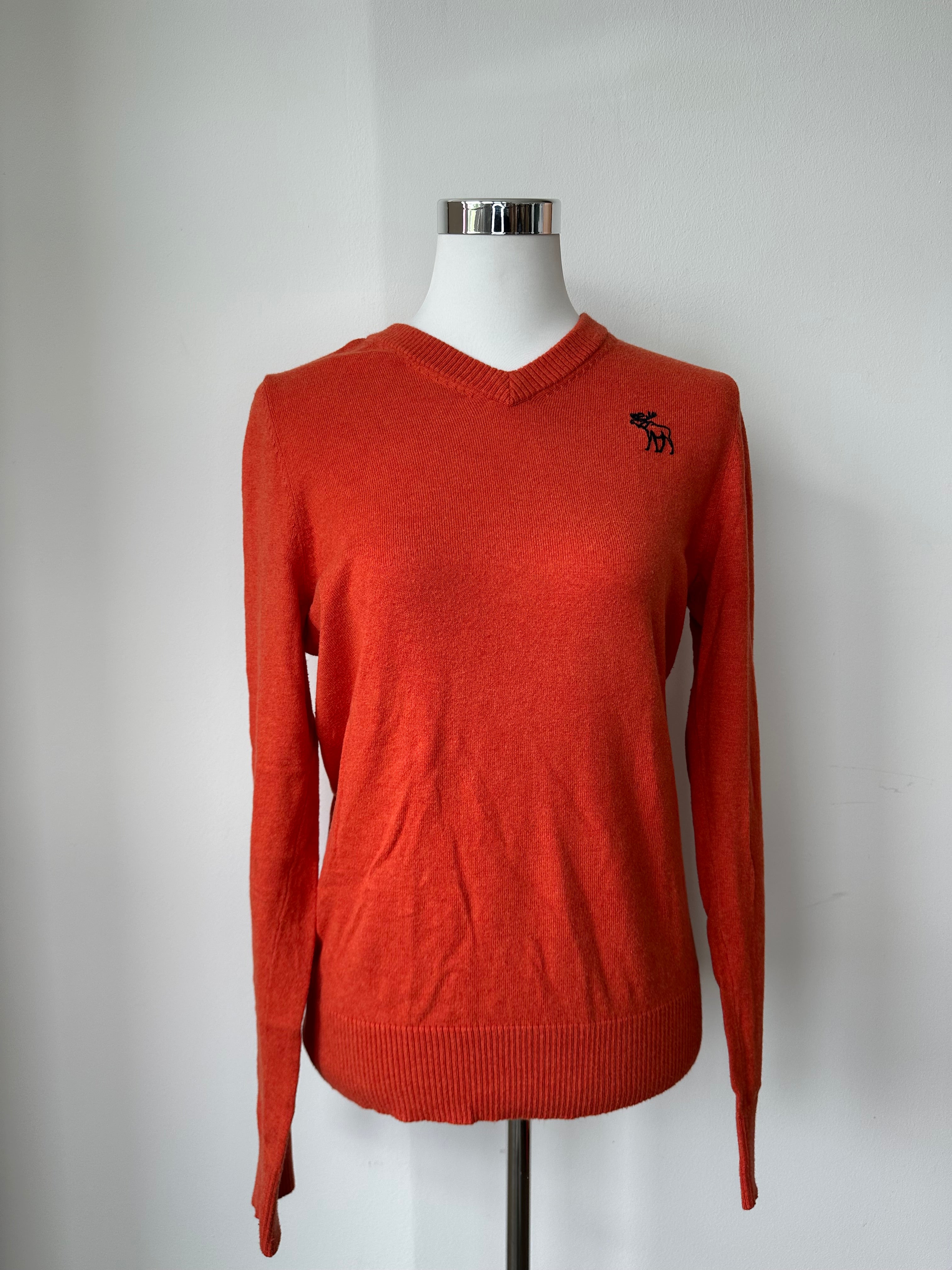 Abercrombie & Fitch V-Neck Muscle Fit Pullover M Orange Sehr Gut