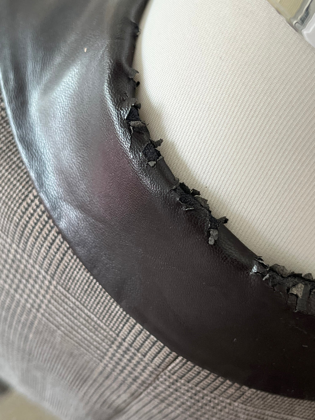 Sisley Blazer IT42 – Glencheck & Kunstleder, Zustand: Mangelhaft, Grau/Schwarz