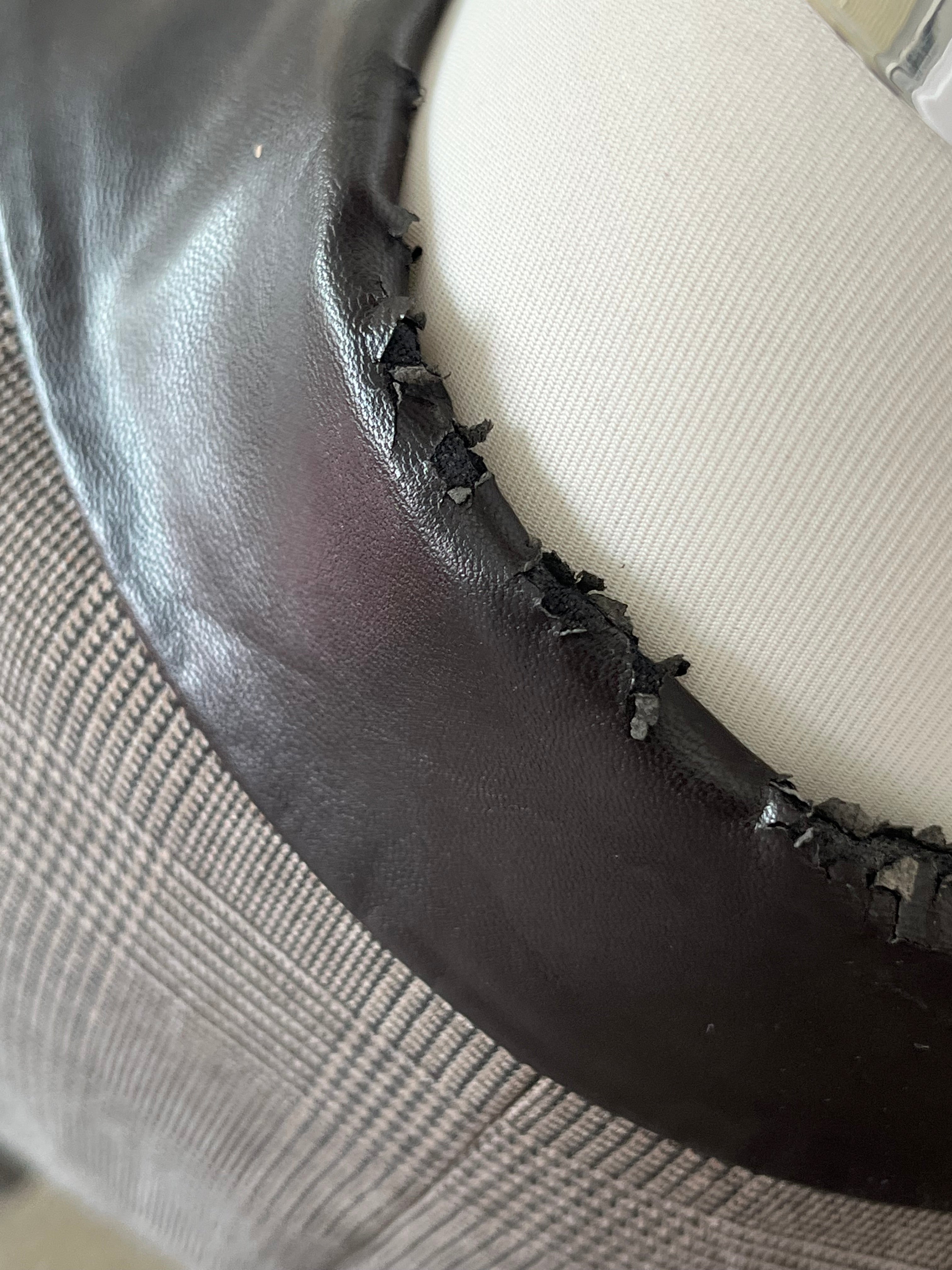 Sisley Blazer IT42 – Glencheck & Kunstleder, Zustand: Mangelhaft, Grau/Schwarz