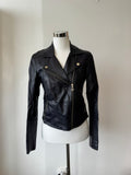 Comma faux-leather moto jacket black EU 36 – poor condition biker style