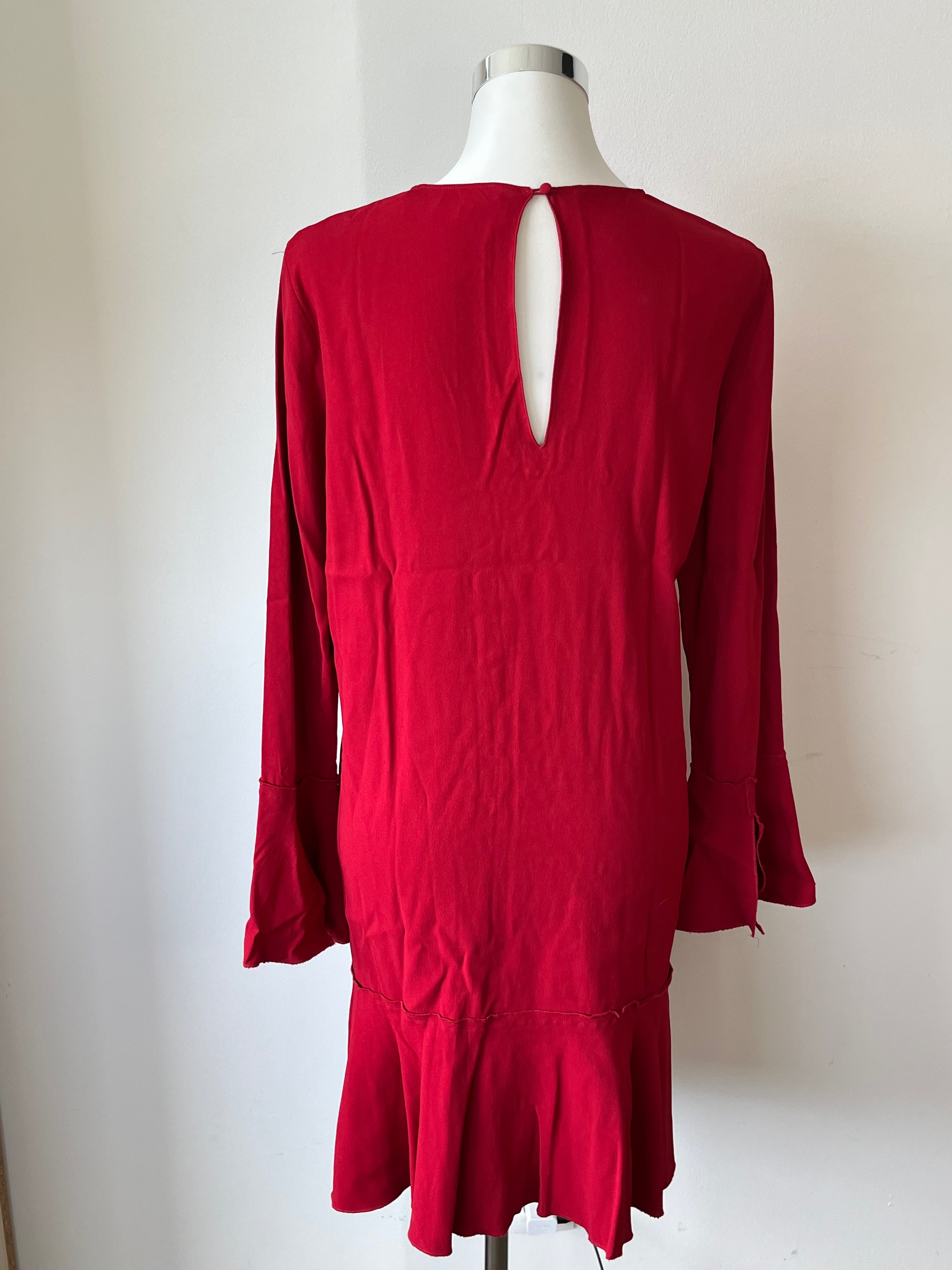 Theory Marah Bergen Shift Dress US 10 Red Viscose Very Good