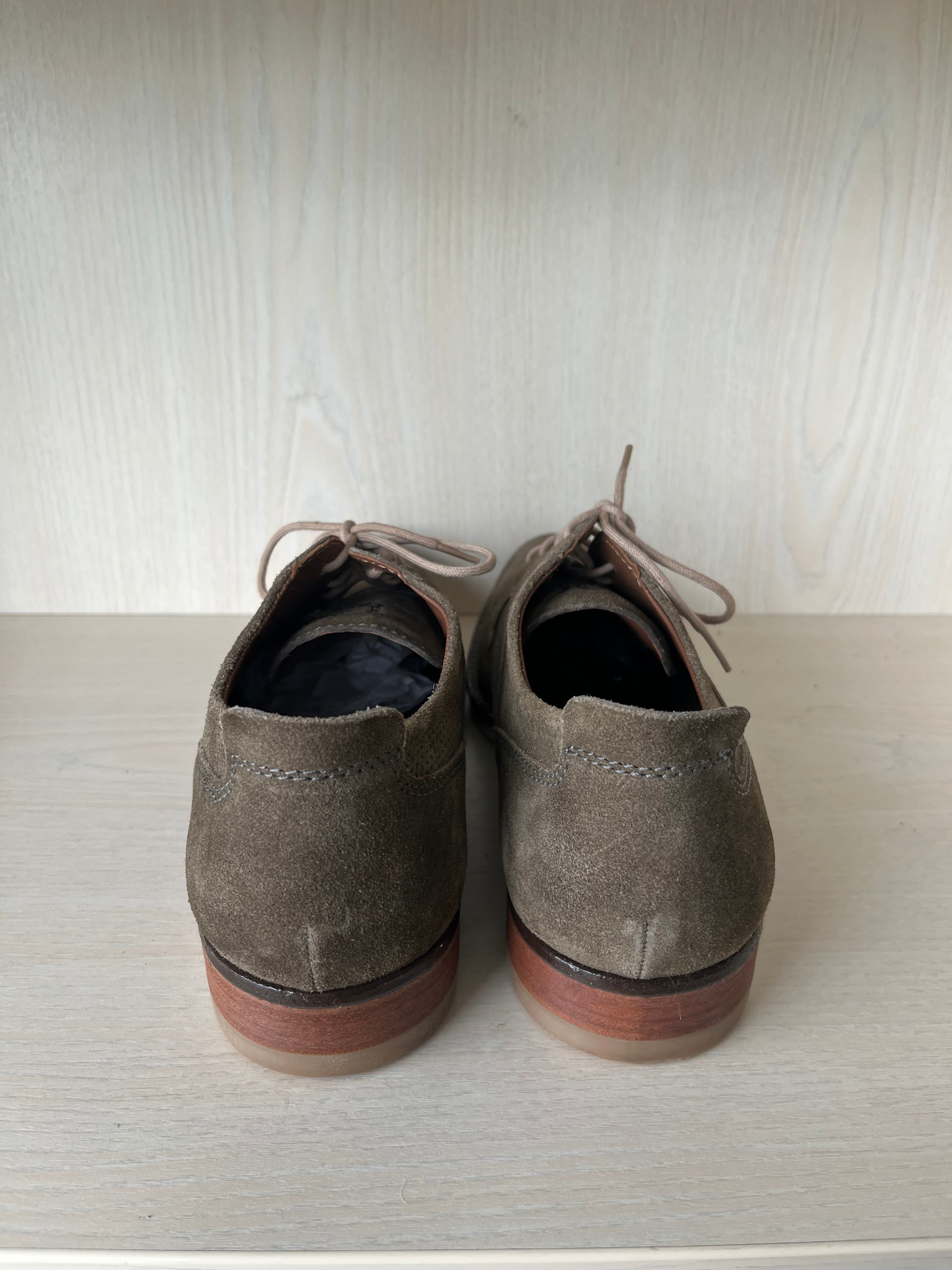 Fretz Herren Derby Schuhe, Wildleder, Olivgrün, EU 44, Sehr guter Zustand