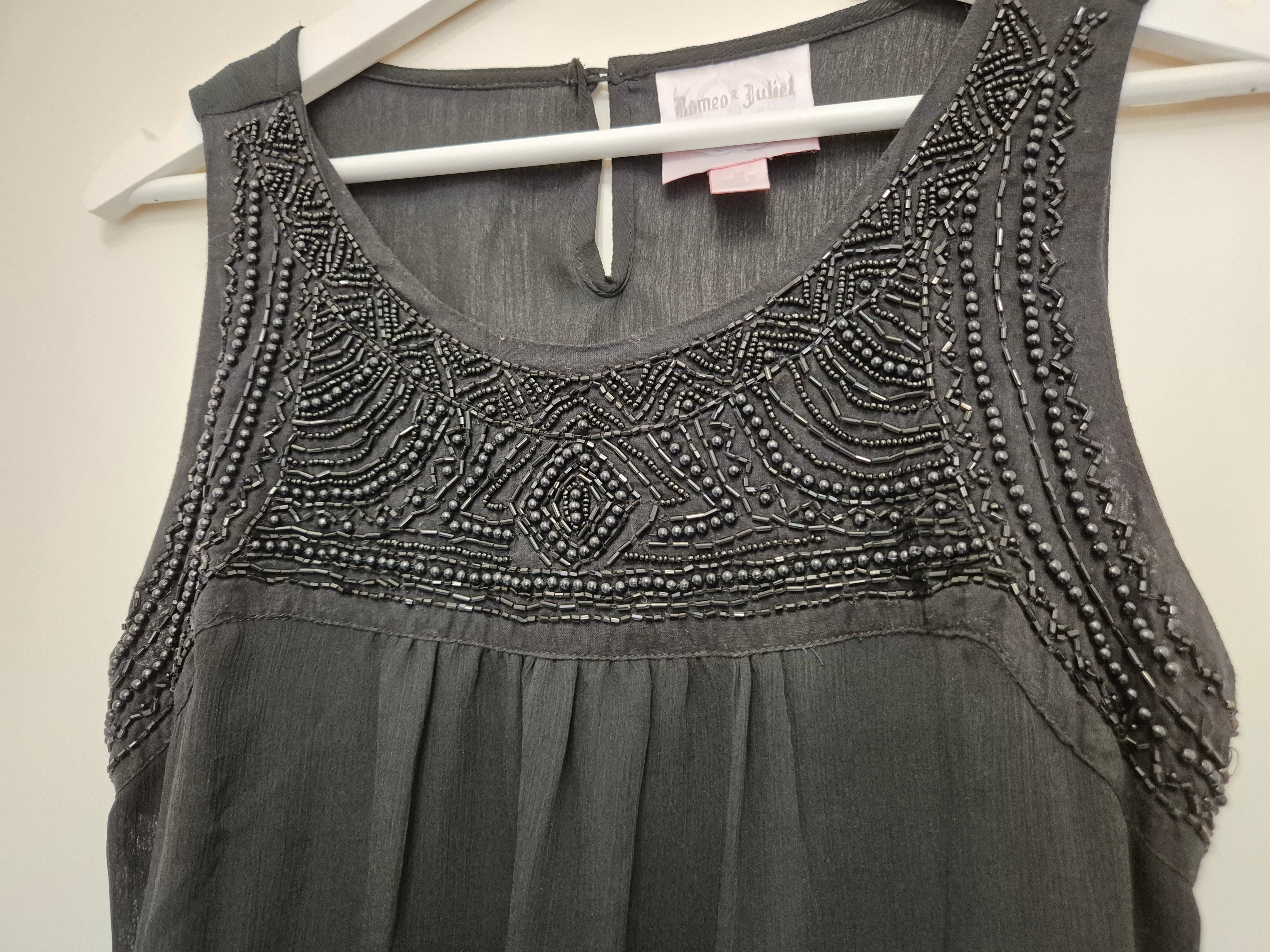 Romeo & Juliet Couture Perlenkleid Chiffon, Gr. M, Schwarz, Sehr gut, 85 cm