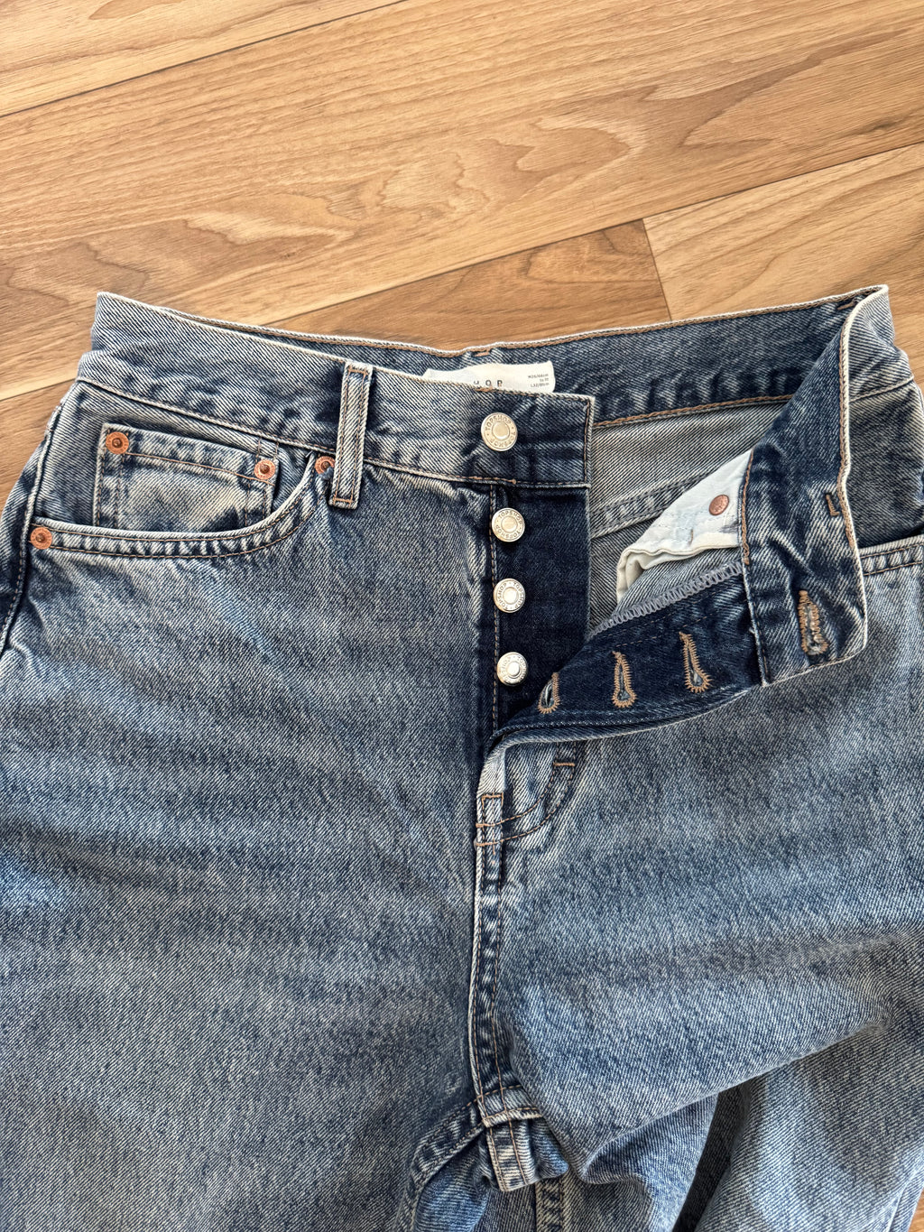 Topshop „Dad“ Jeans – W26/L32 (EU 36) – Mid-Blue – Sehr guter Zustand