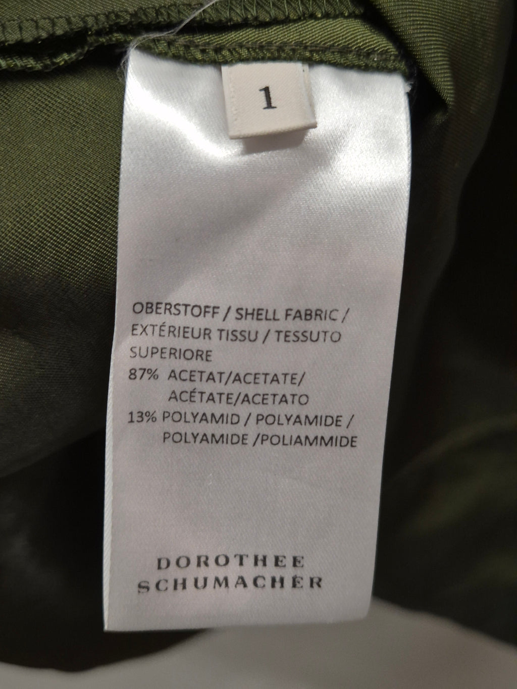 Dorothee Schumacher Lace Cuff Dress Army Green Medium Cotton Sateen Very Good