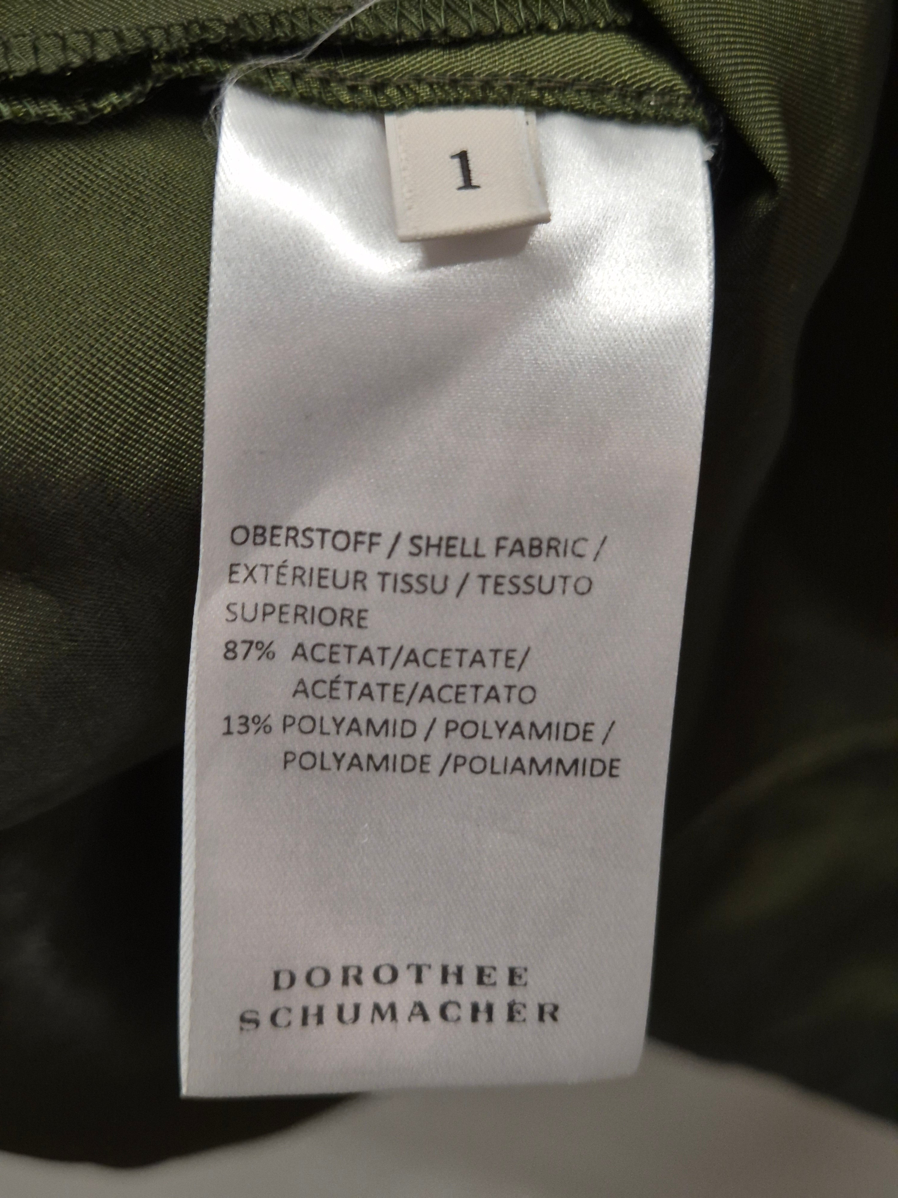 Dorothee Schumacher Lace Cuff Dress Army Green Medium Cotton Sateen Very Good
