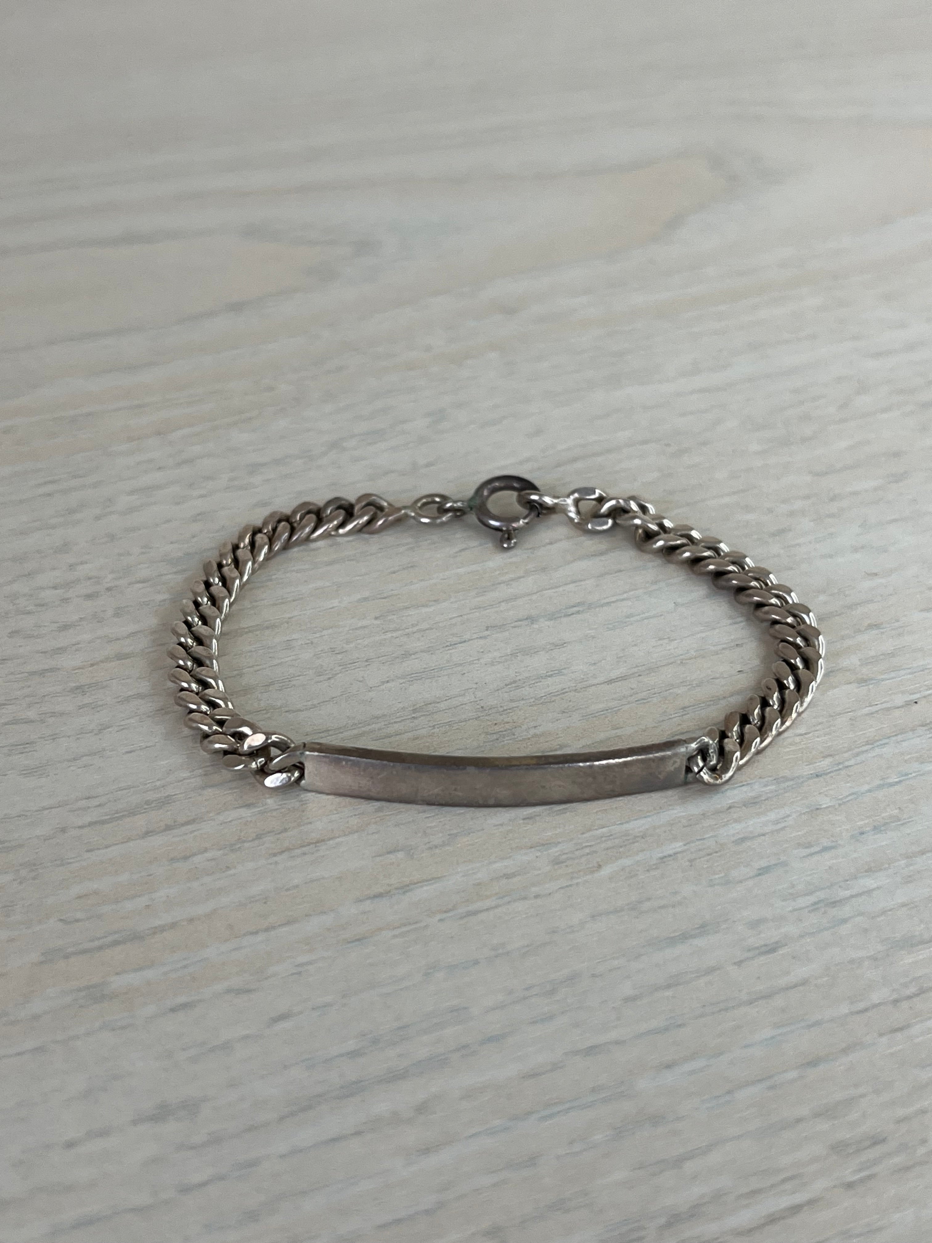 Vintage Italian 925 Sterling Silver ID Bracelet UnoAErre 12g 17cm Silver