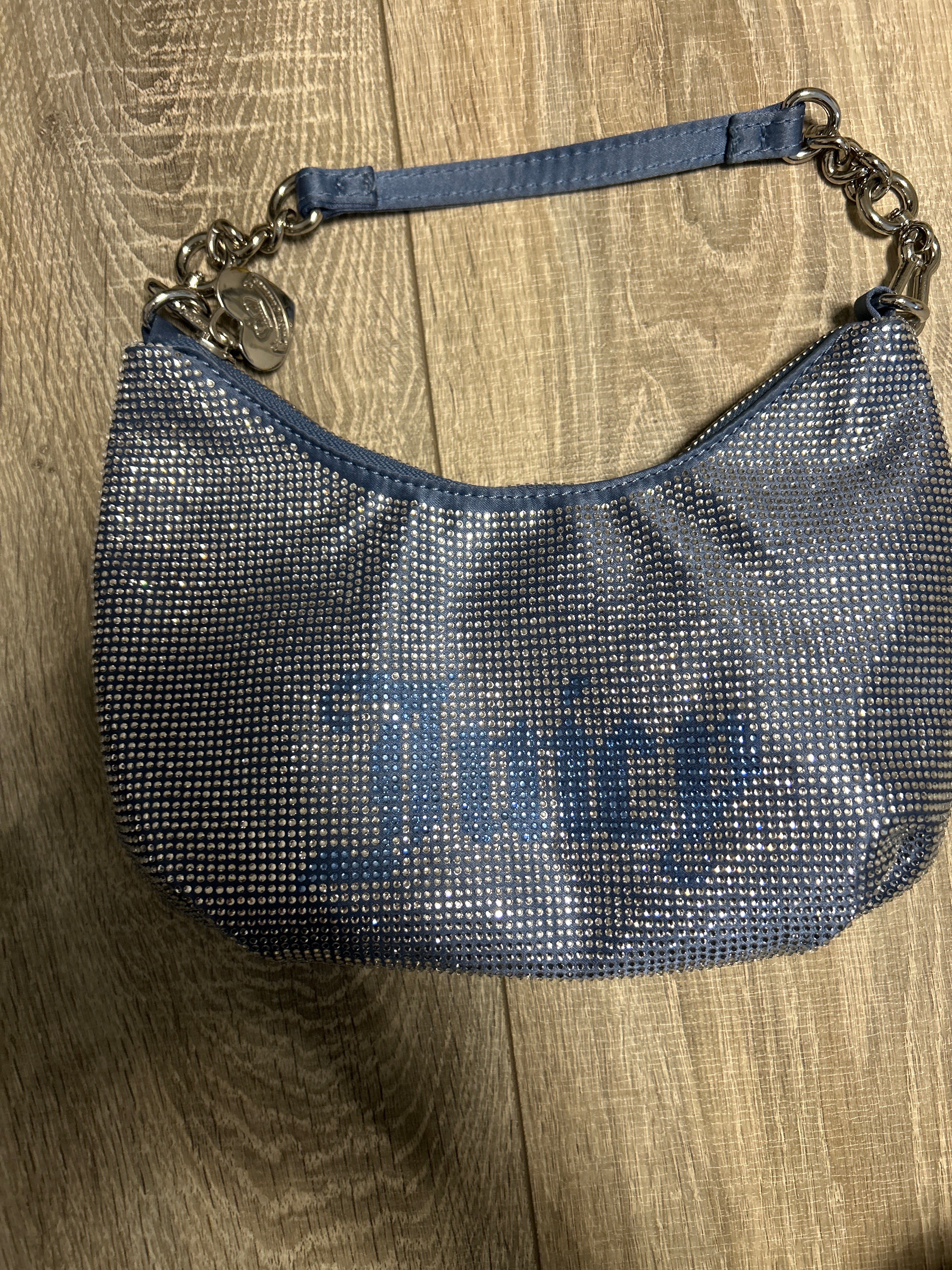 Juicy Couture Mini Hobo Schultertasche Blau Strass + Münztasche Wie Neu