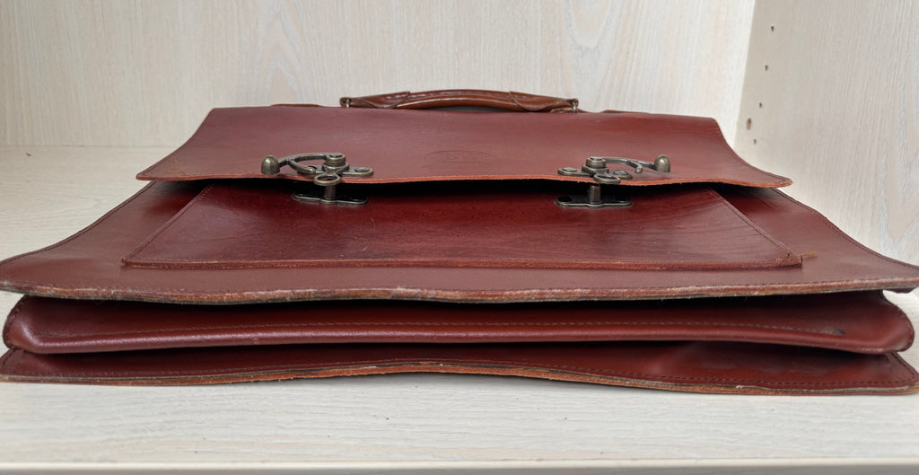 Goldrock Vintage Genuine Leather Briefcase – Medium Brown Satchel