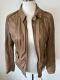 Massimo Dutti Lambskin Leather Jacket XS Brown – Very Good Condition