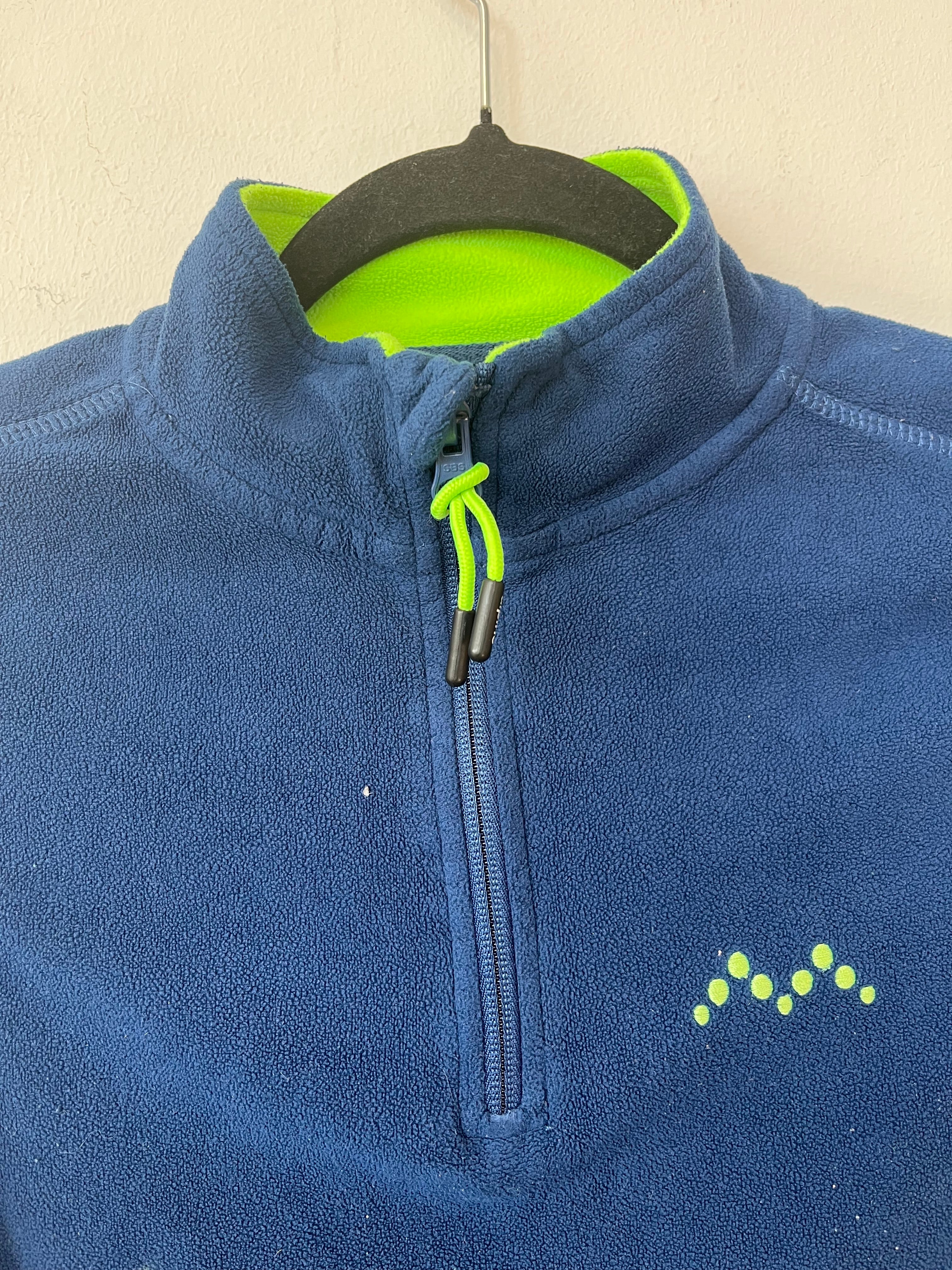 Kinder ALPINE Half-Zip Fleecejacke 140 Blau/Neon Grün – guter Zustand