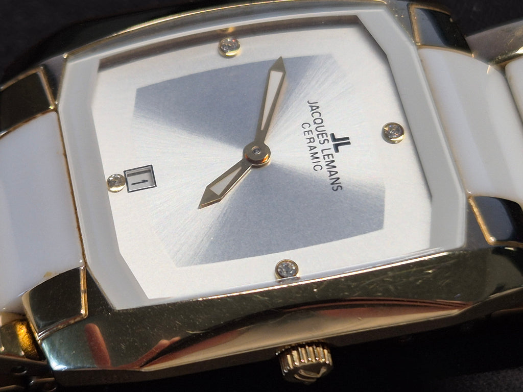 Jacques Lemans Dublin Ceramic 34mm Weiß/Gold – Guter Zustand