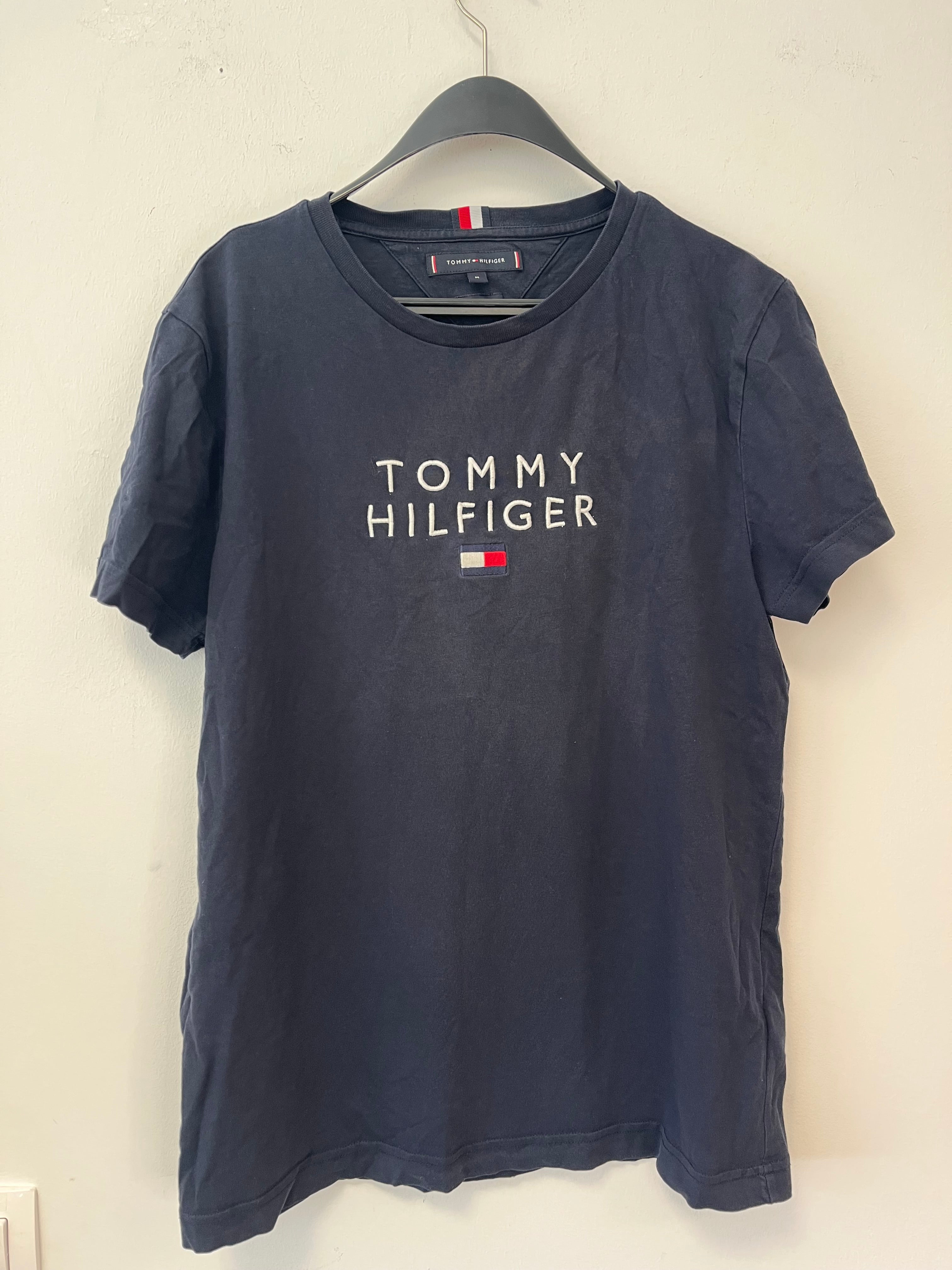 Tommy Hilfiger Organic Cotton Logo T-Shirt Navy Medium – Very Good