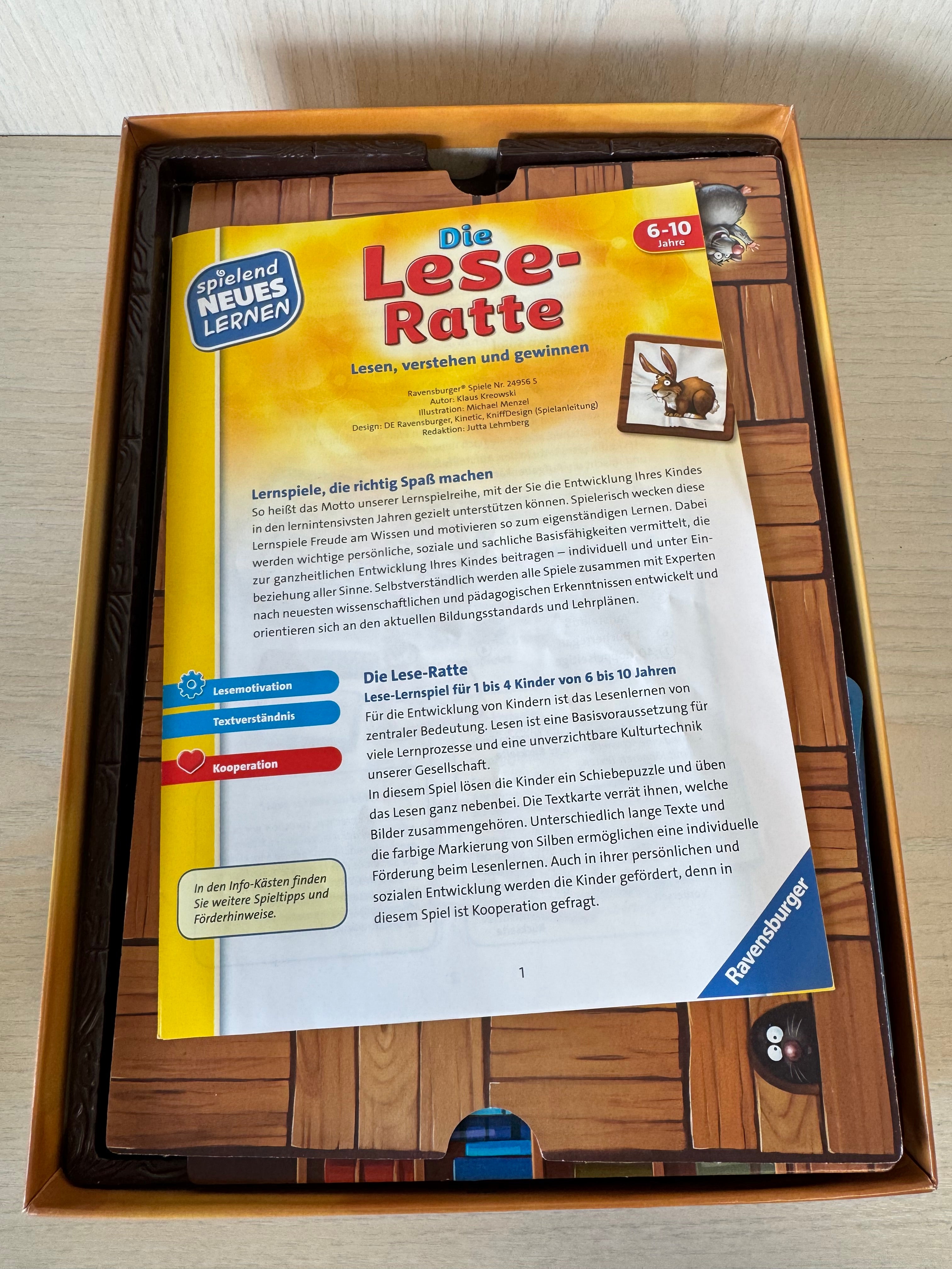 Ravensburger Die Lese-Ratte Reading Game, Multicolor, Medium, Good Condition