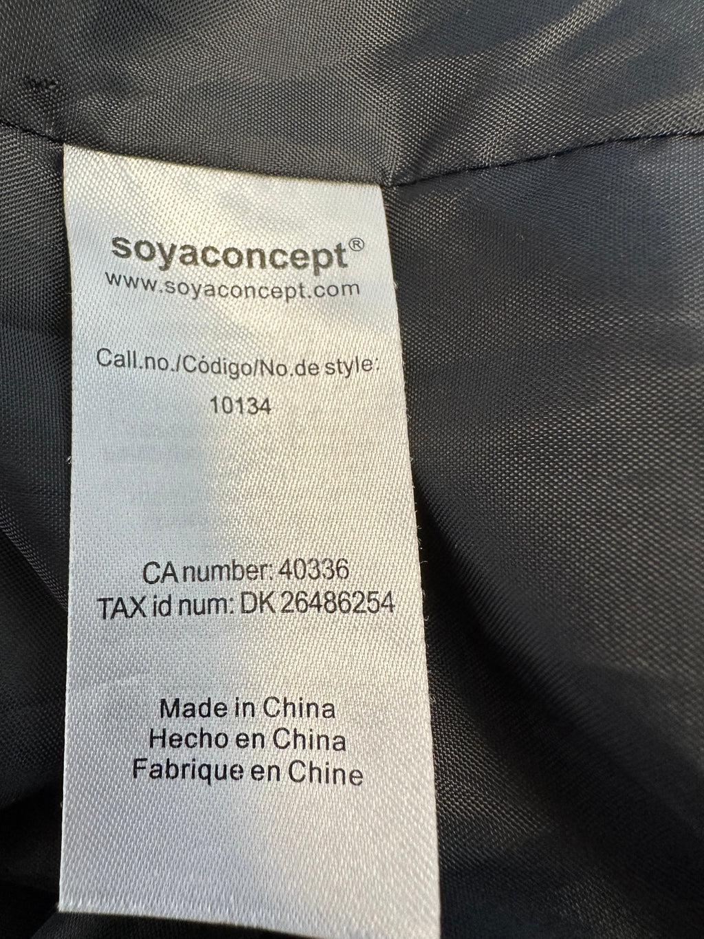 Soyaconcept Quilted Jacket – Black, Size L, Good Condition