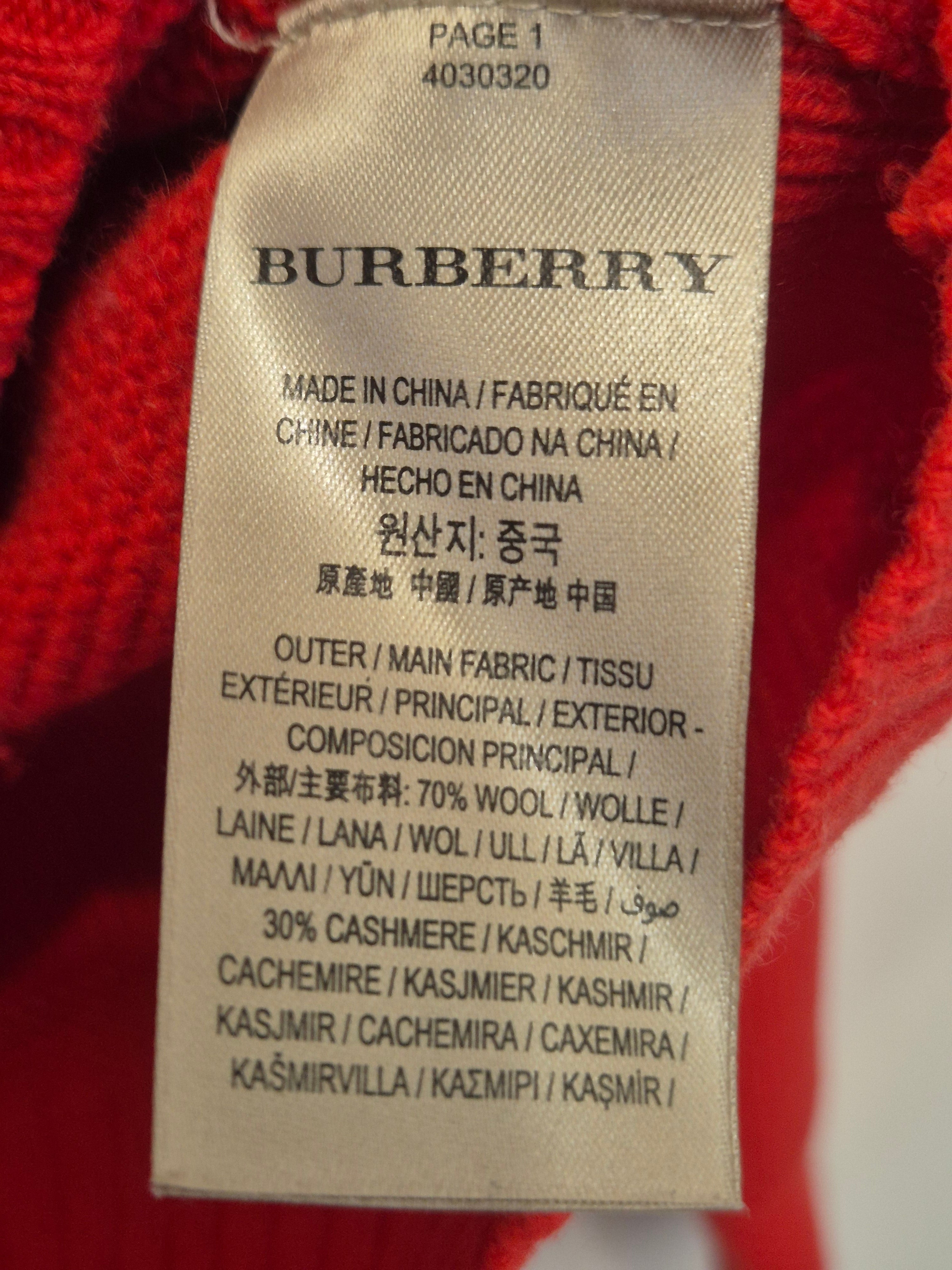 Burberry Page 1 Wool-Cashmere Sweater Red Medium Very Good