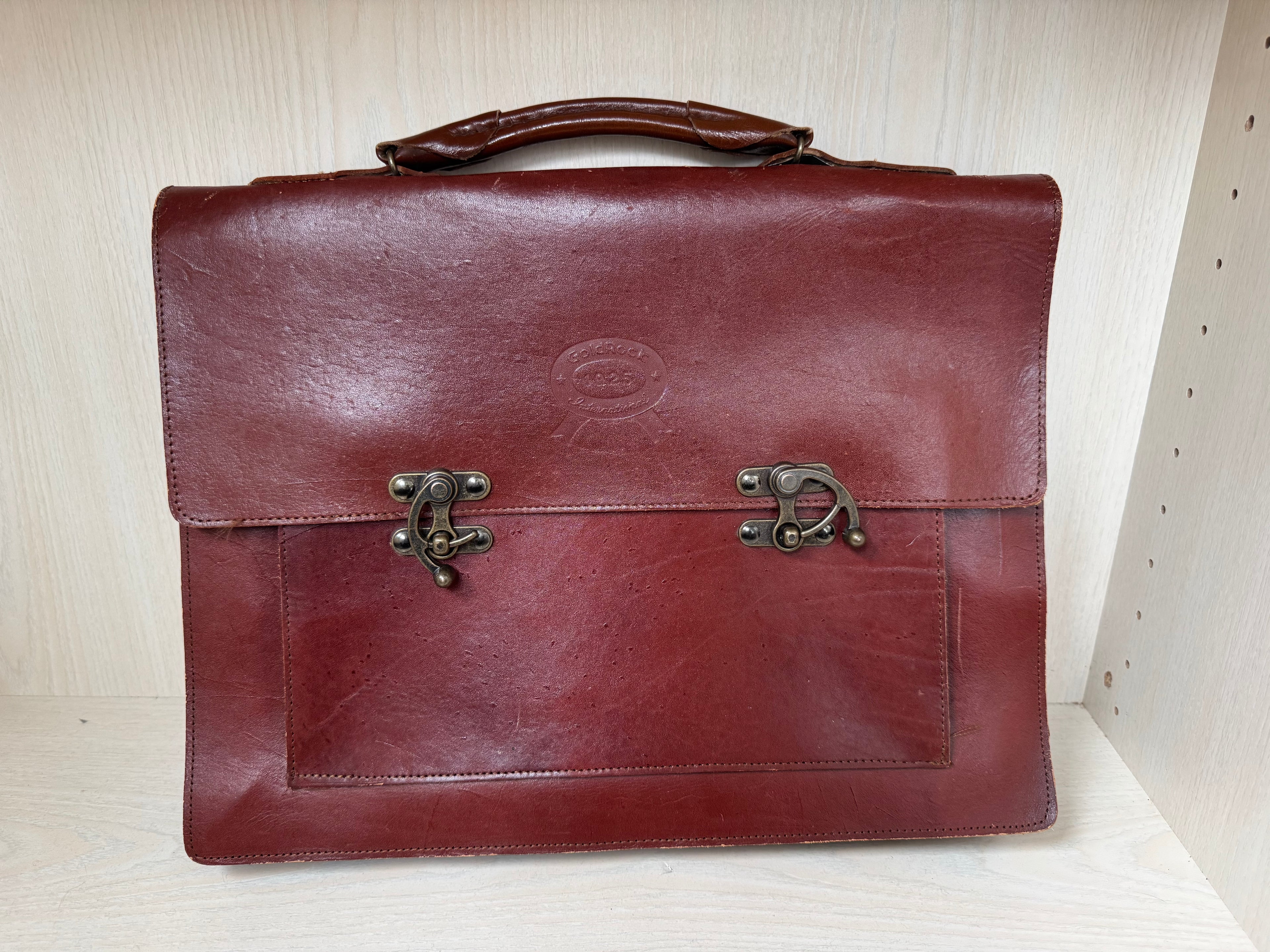 Goldrock Vintage Genuine Leather Briefcase – Medium Brown Satchel
