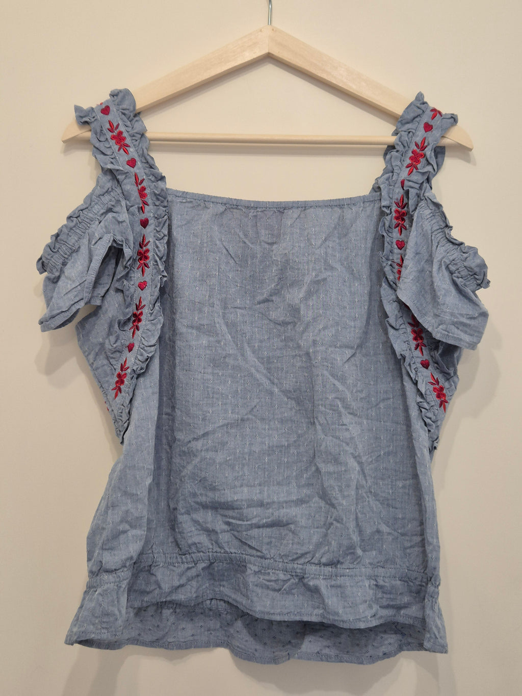 Krüger Madl Embroidered Blouse Blue/Red, EU 36, Good Condition