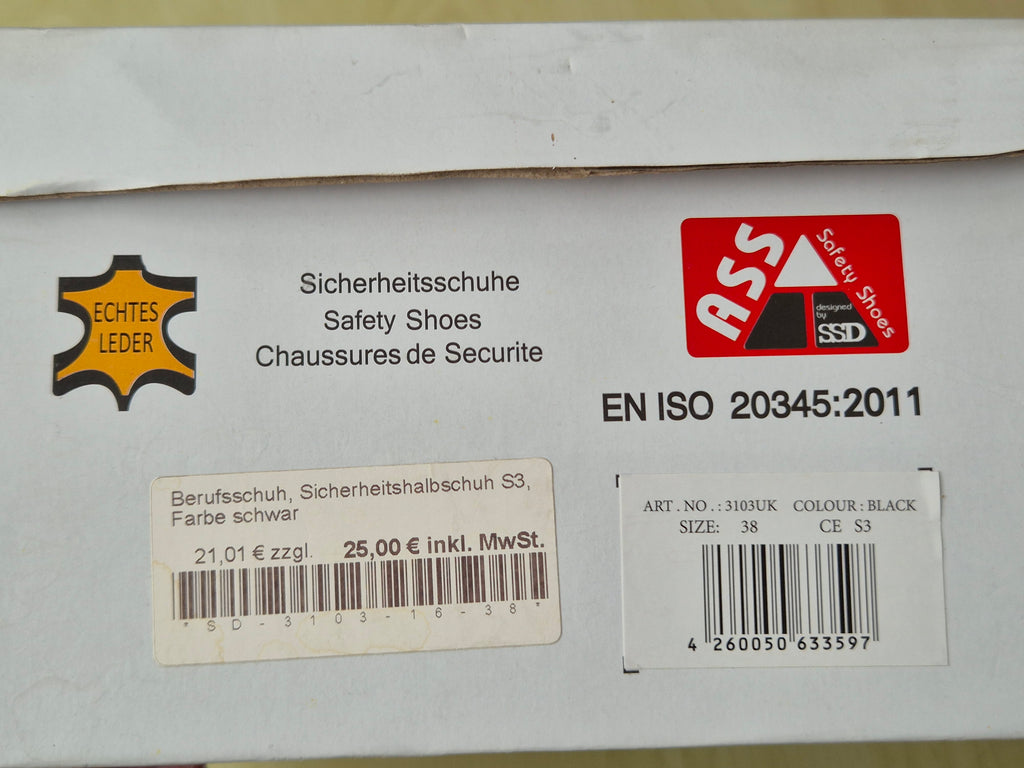 ASS S3A Sicherheitsschuhe Gr. 38 Schwarz Stahlkappe guter Zustand
